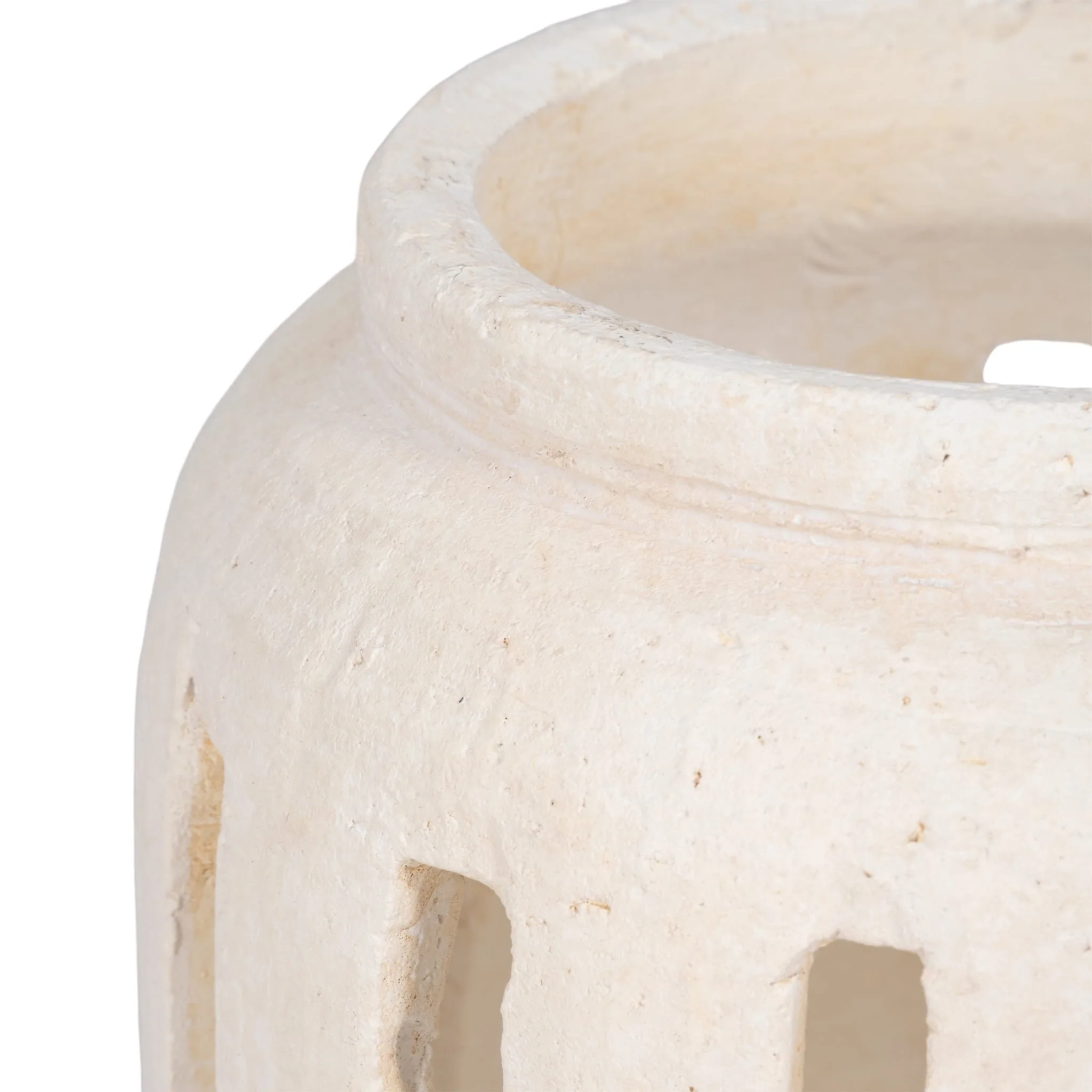 8" Round Lantern Hurricane With Open Slats, White - Image 4