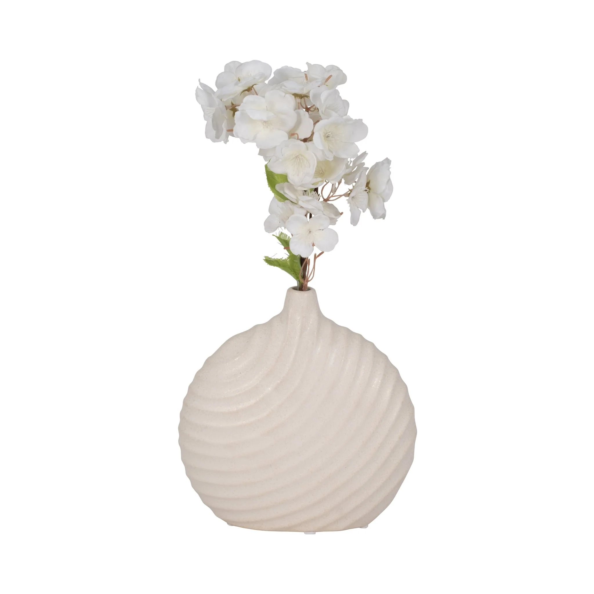 8" Round Swirled Matte Vase, White - Image 2