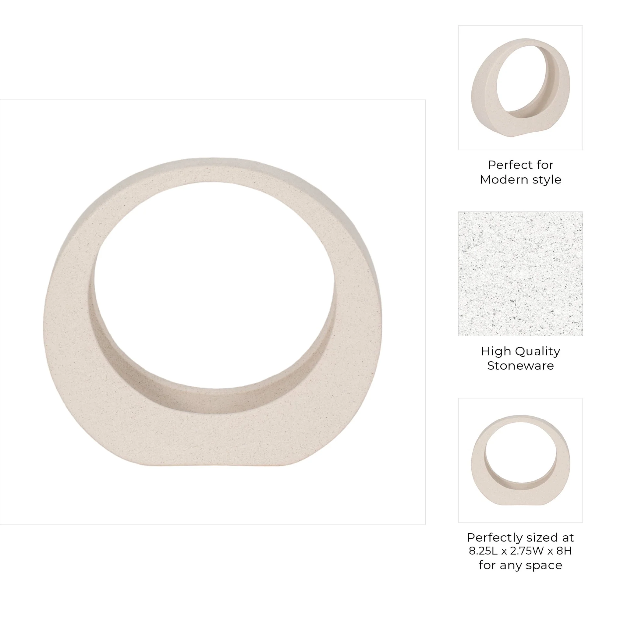 8" Sand Glaze Loop Object, White - Image 3