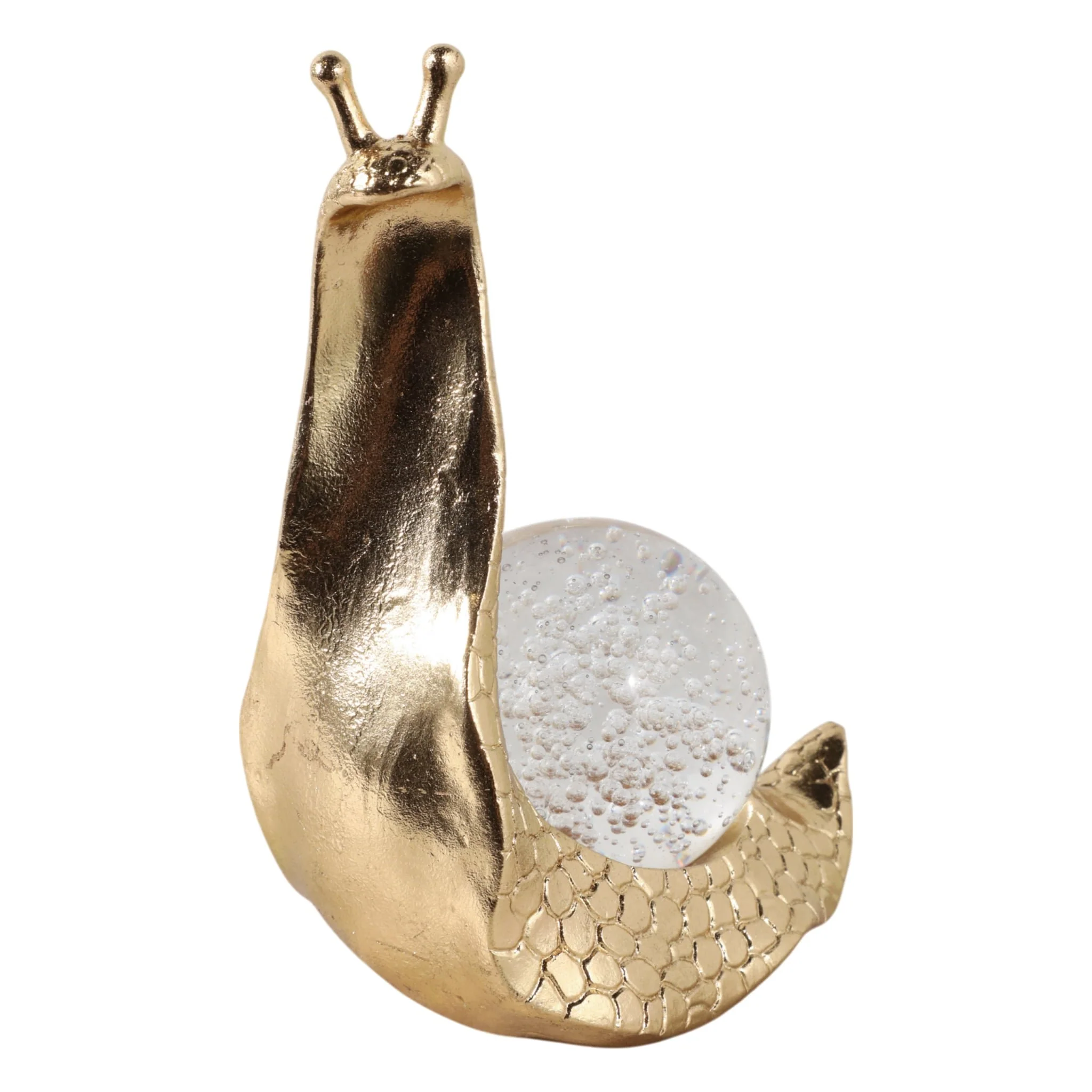 8" Snail With Glass Ball, Gold - Image 2
