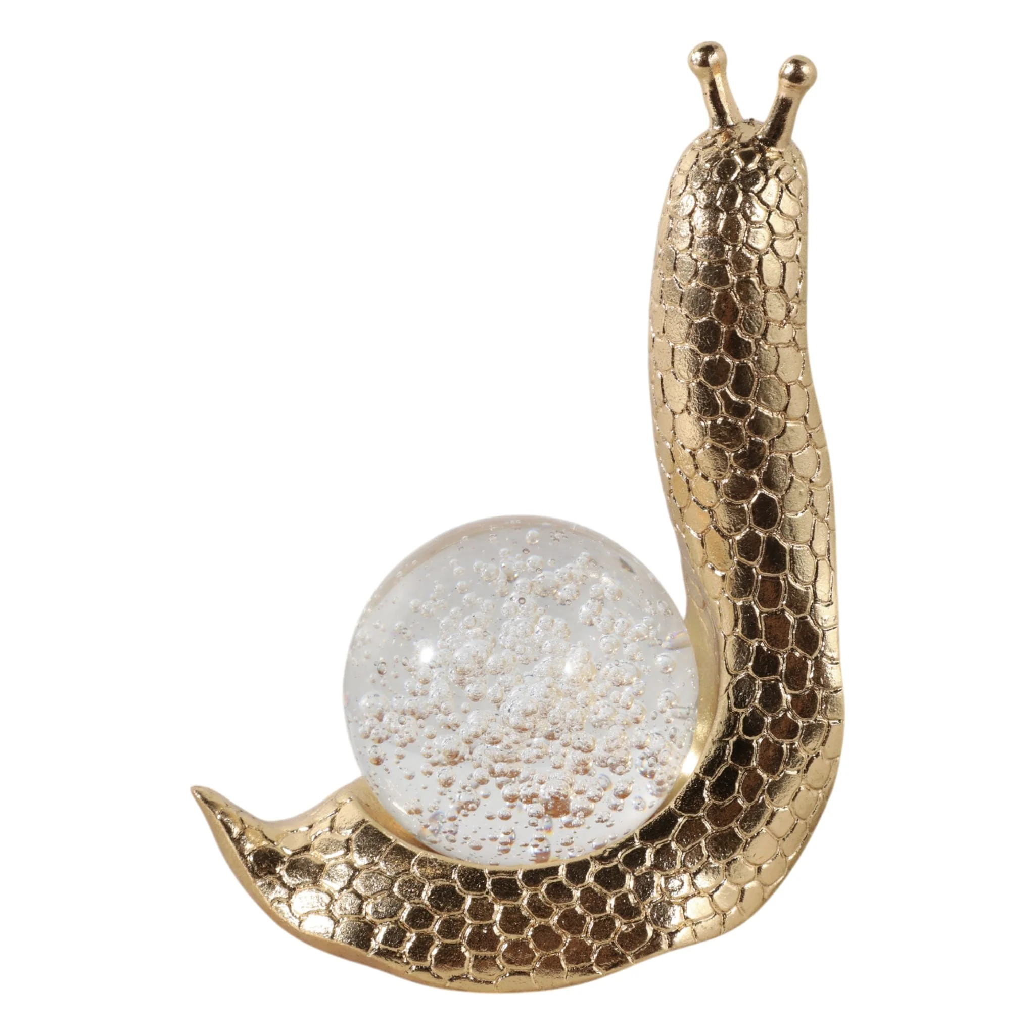 8" Snail With Glass Ball, Gold - Image 4