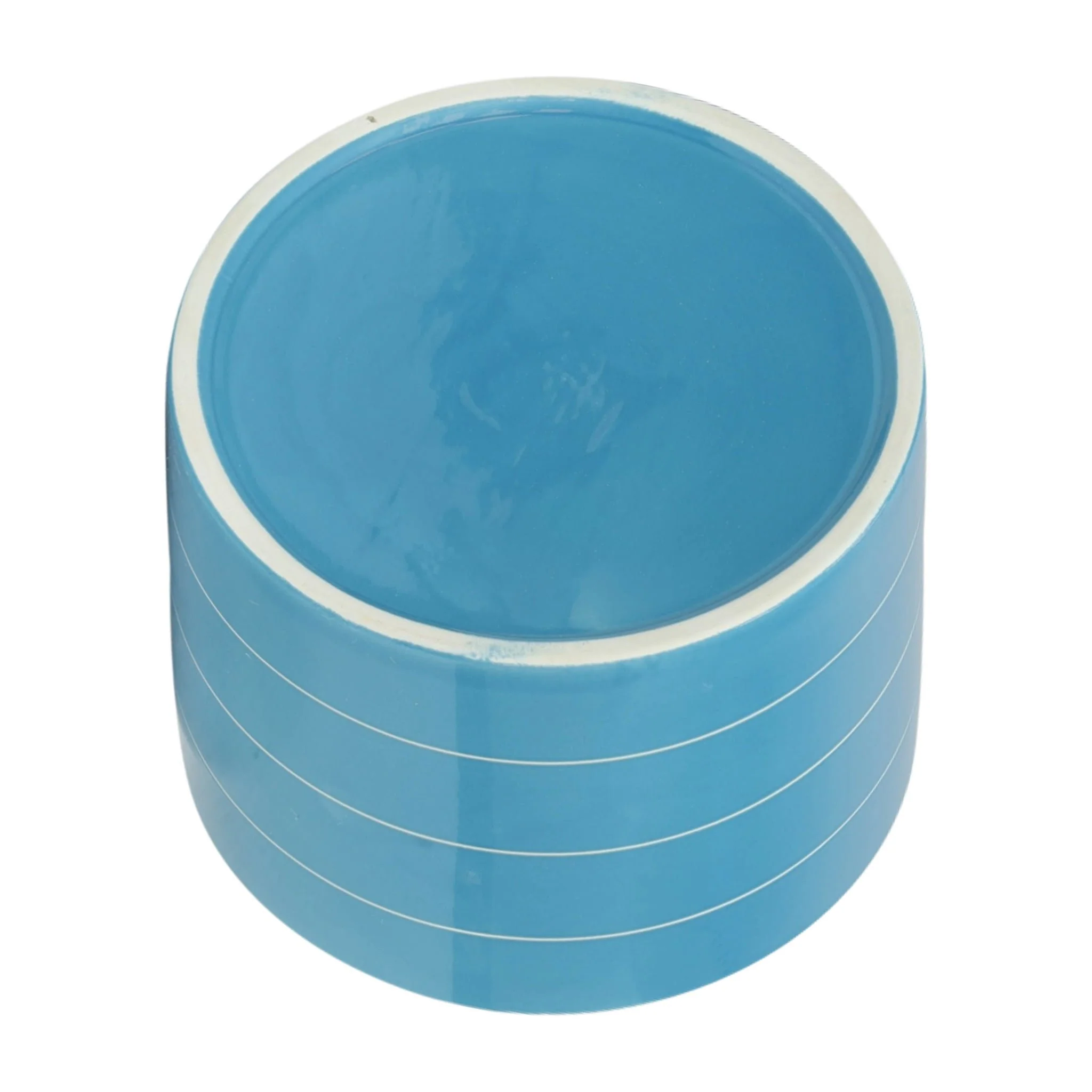 8" Striped Planter W/ Wood Stand, Skyblue - Image 6