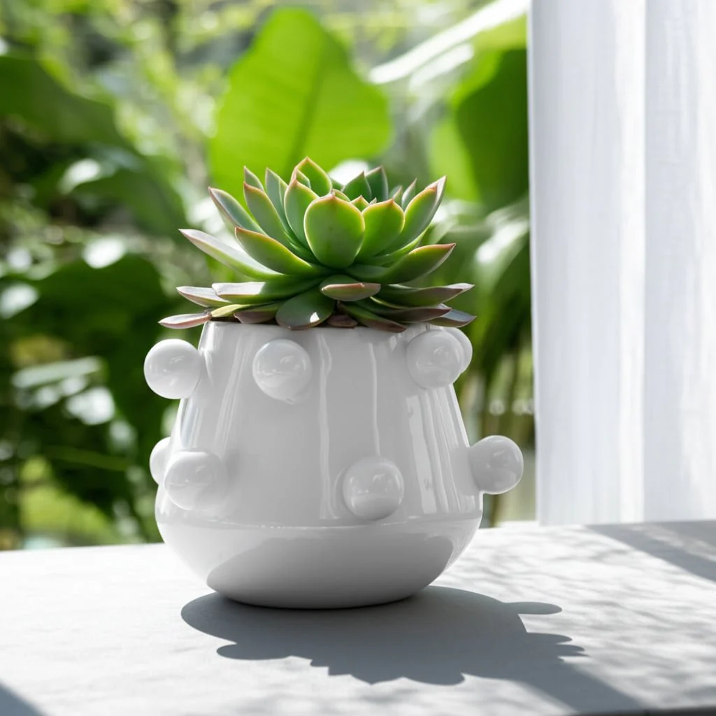 8" Tapered Bubble Planter, White - Image 9