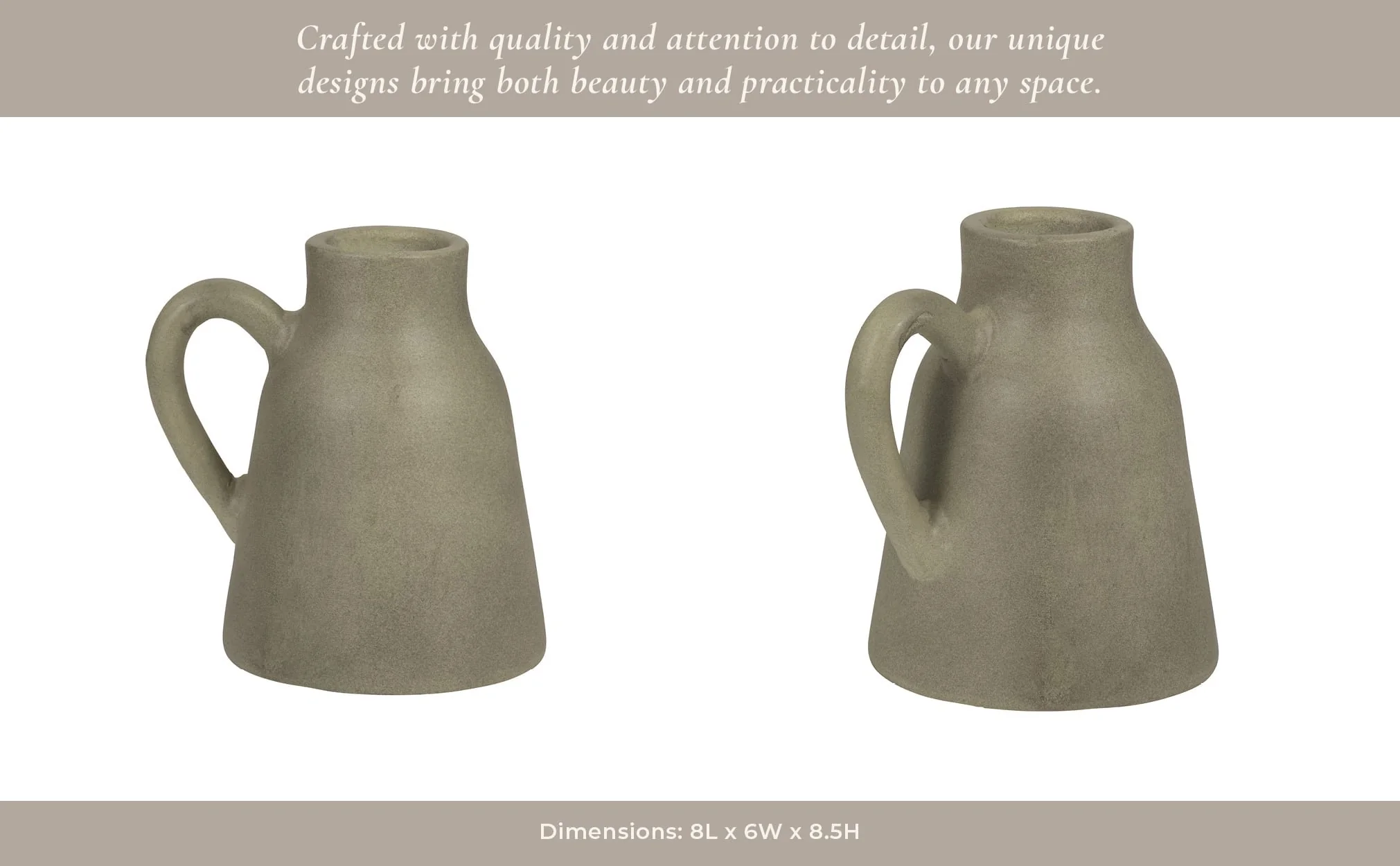 8" Terracotta Vase W/ Handle, Sage Green - Image 13