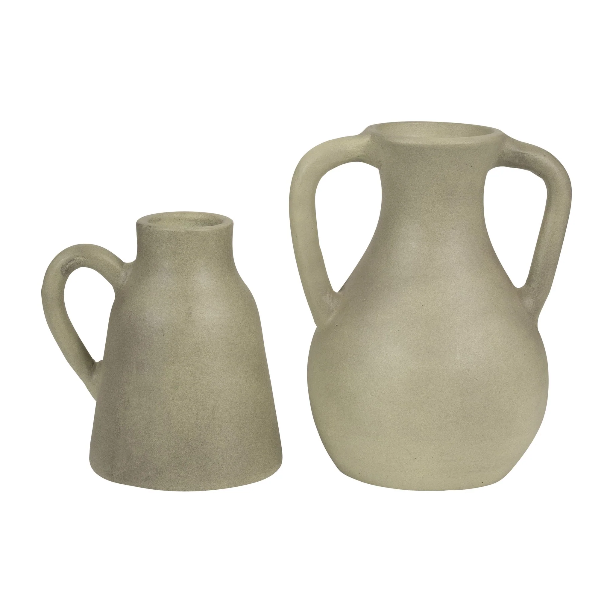 8" Terracotta Vase W/ Handle, Sage Green - Image 8