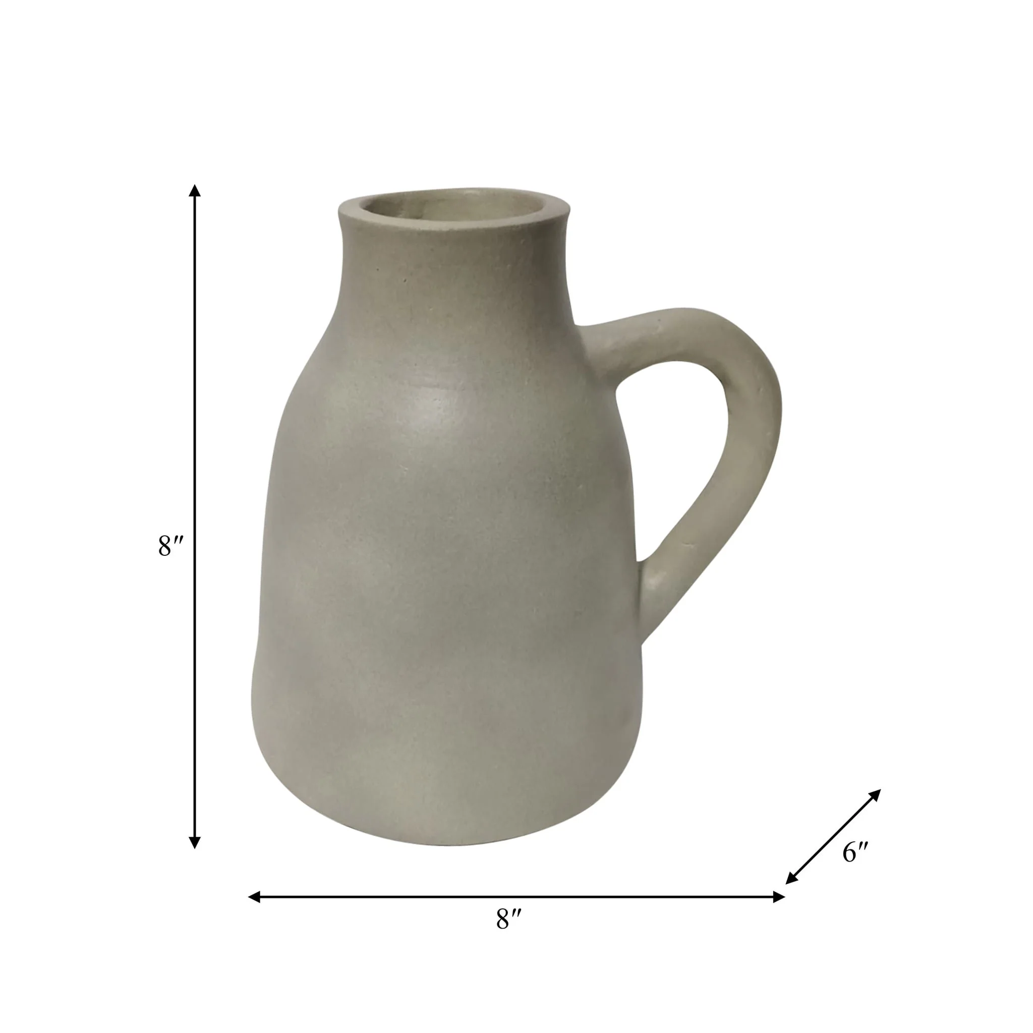 8" Terracotta Vase W/ Handle, Sage Green - Image 9