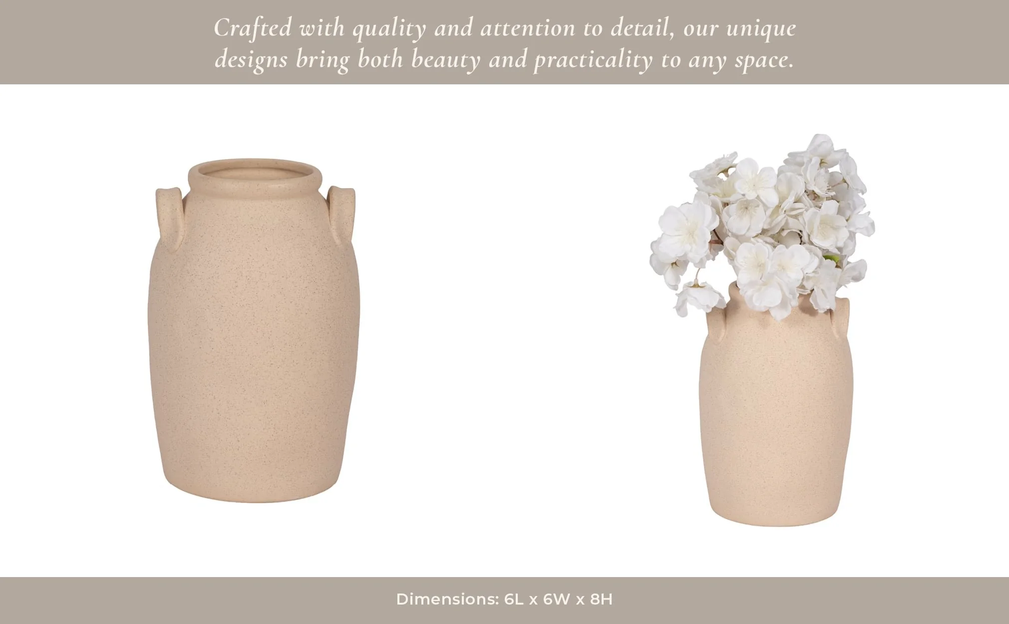 8" Textured Jug With Handles, Sand - Image 12