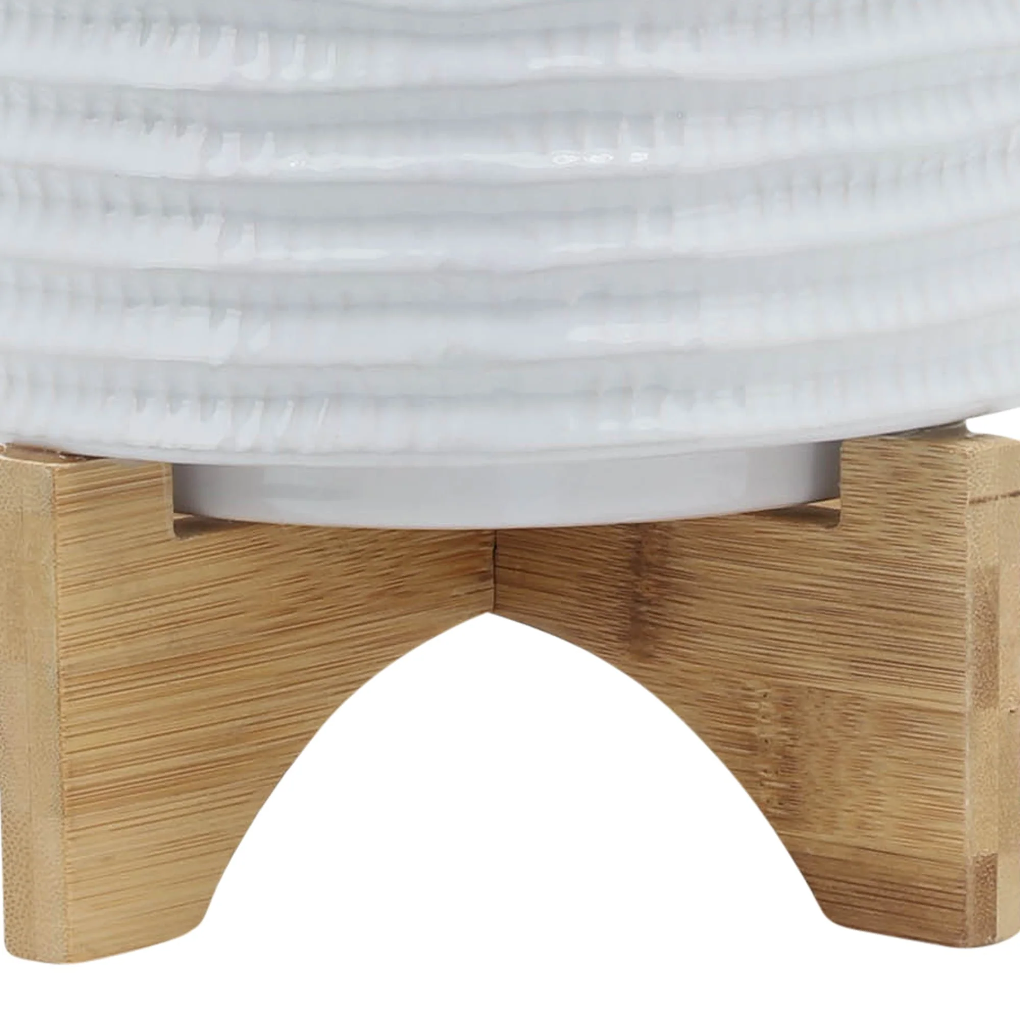 8" Textured Planter W/ Stand, White - Image 7