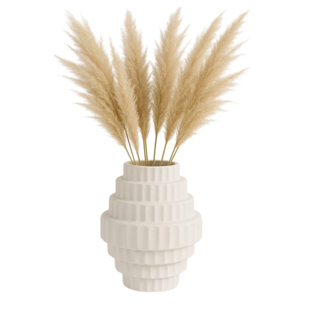 8" Textured Staggered Vase, White - Image 2