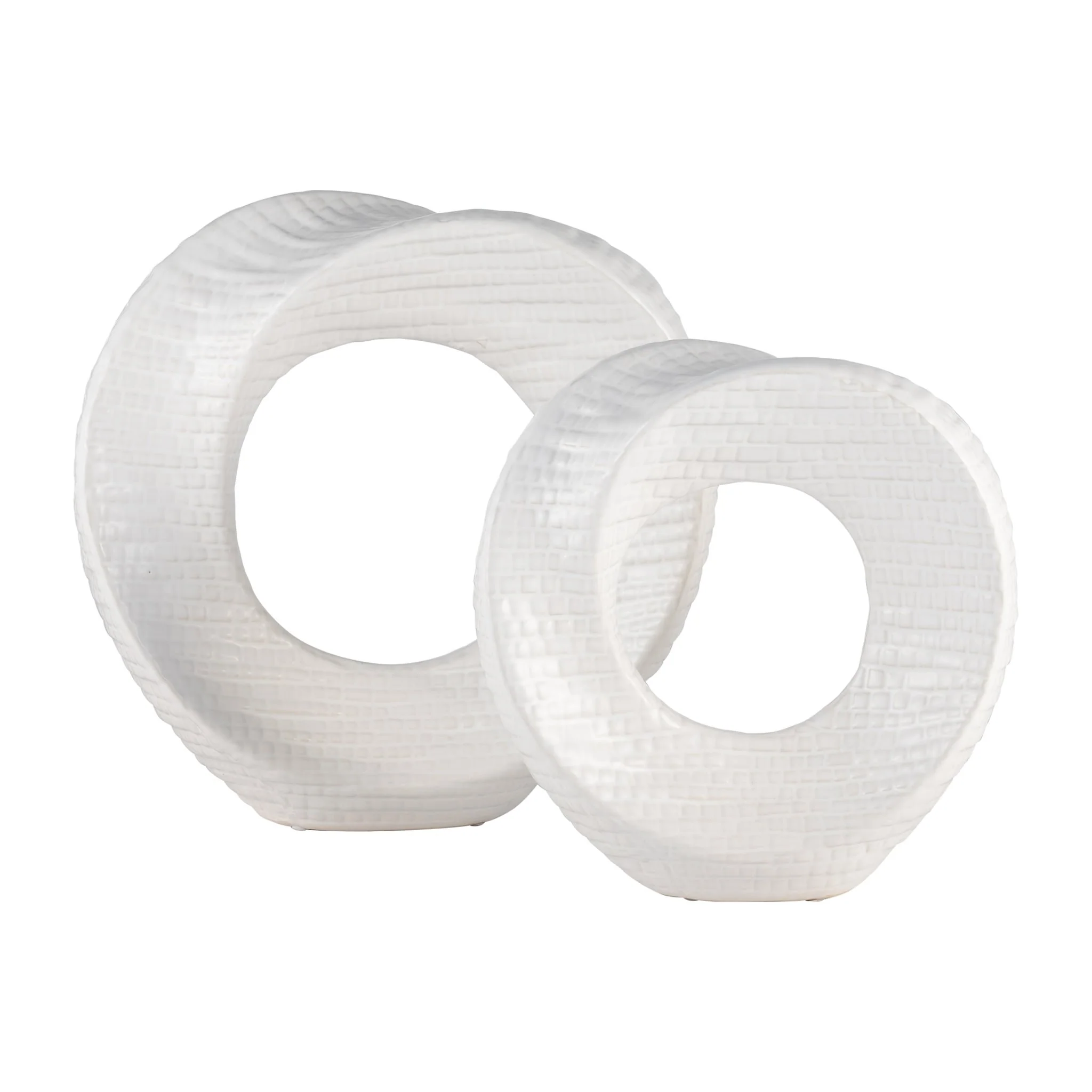 8" Textured Table Top Deco, White - Image 2