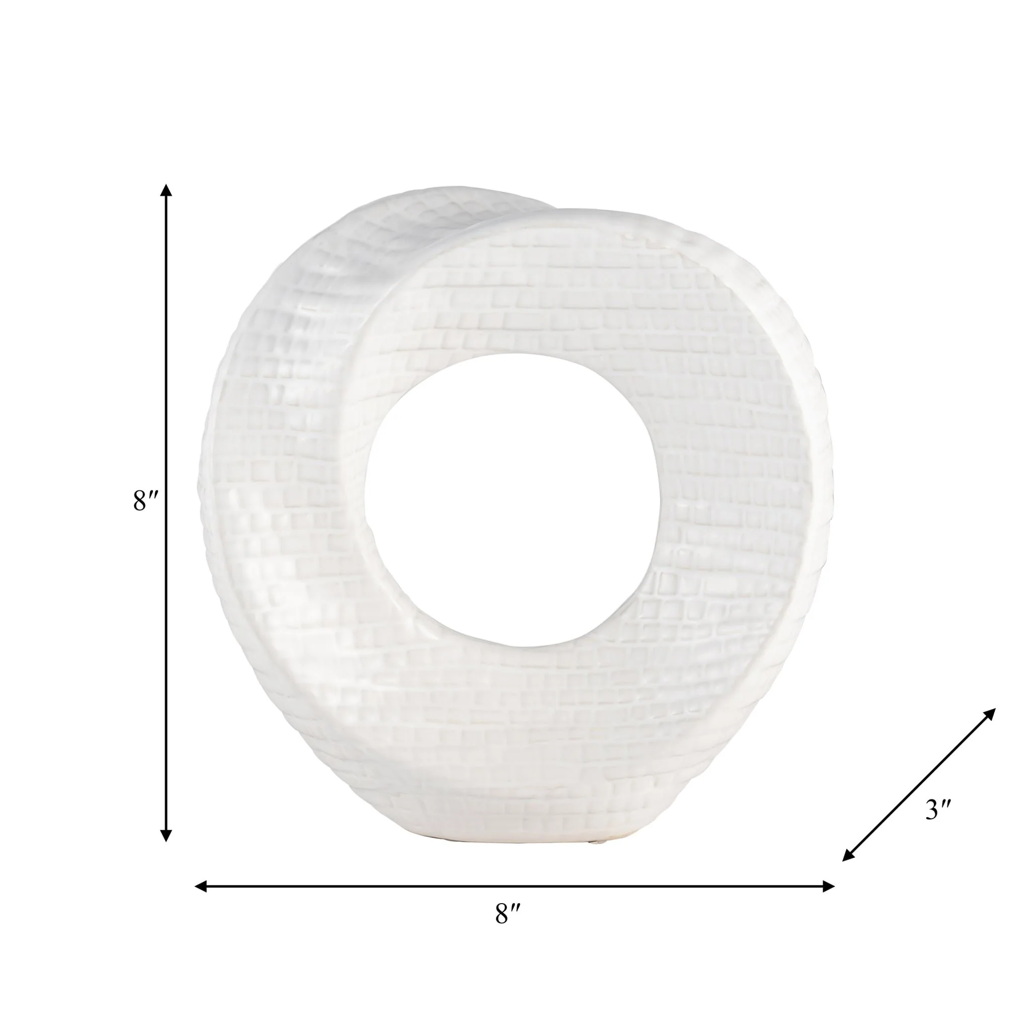 8" Textured Table Top Deco, White - Image 3
