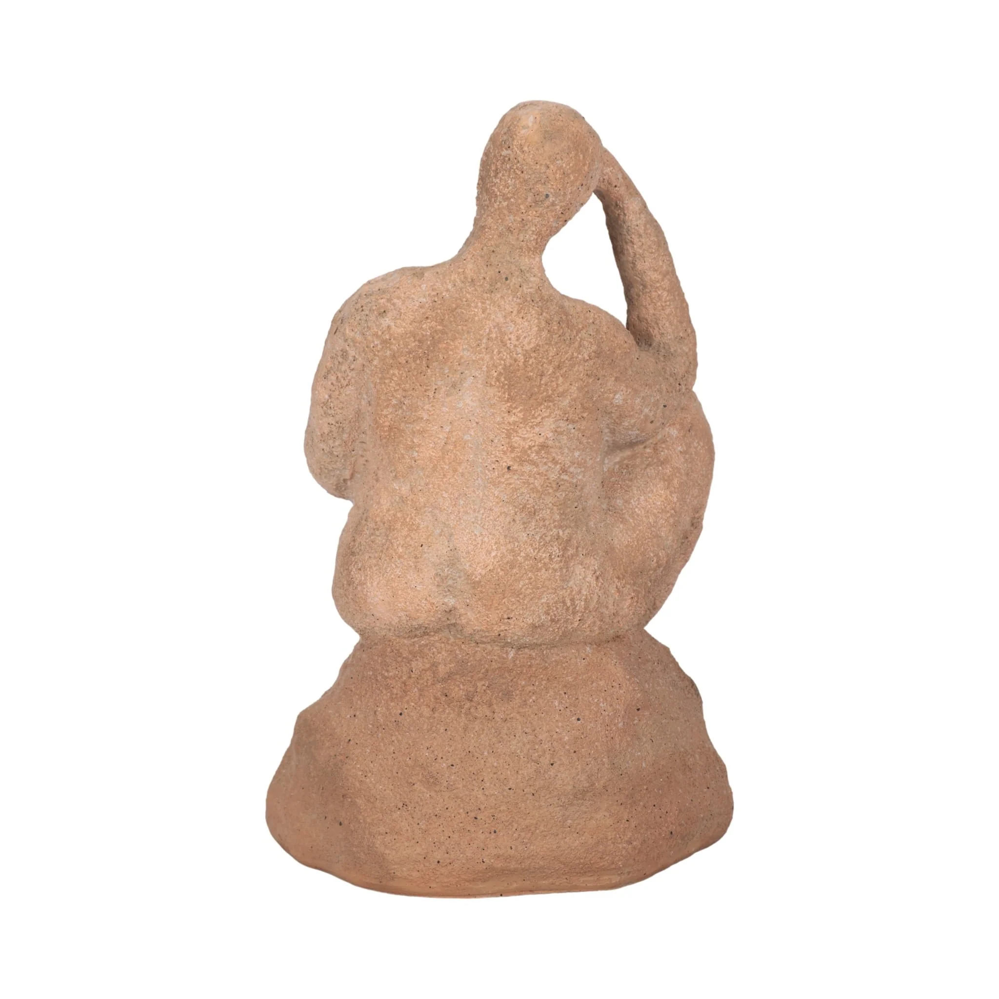 8" Thinking Man On Rock, Terracotta - Image 4