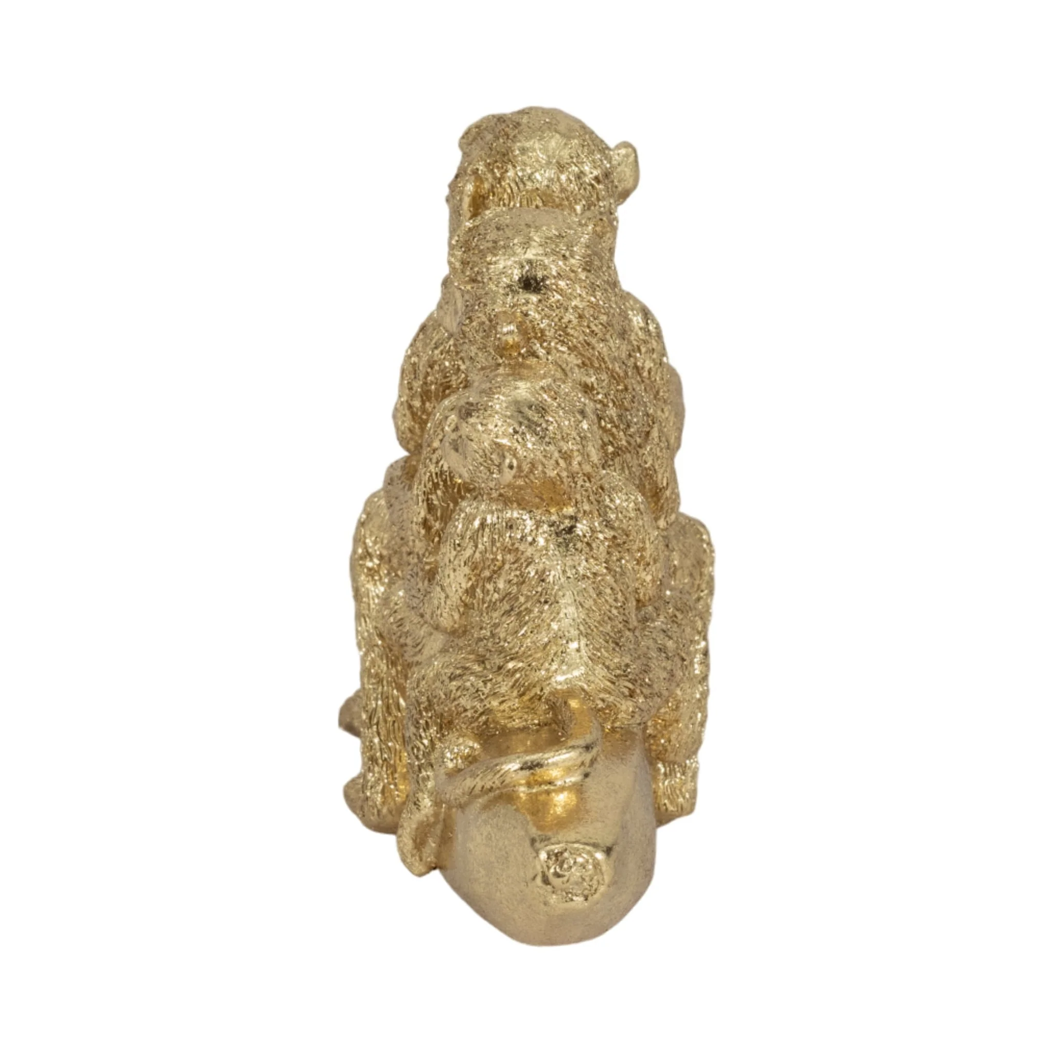 8" Three Monkeys On Banana, Gold - Image 5