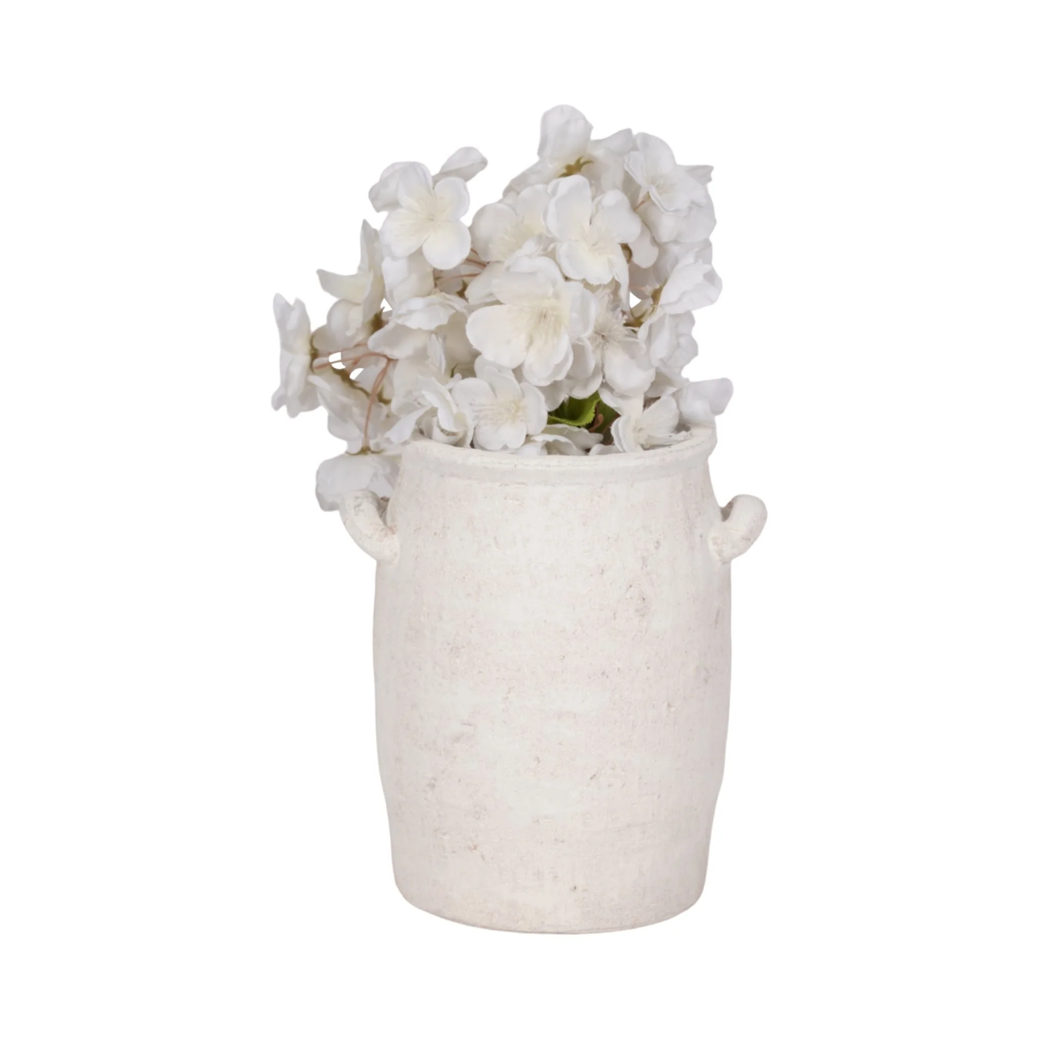 8" Traditional Handle Vase Rough Finish, White - Image 2