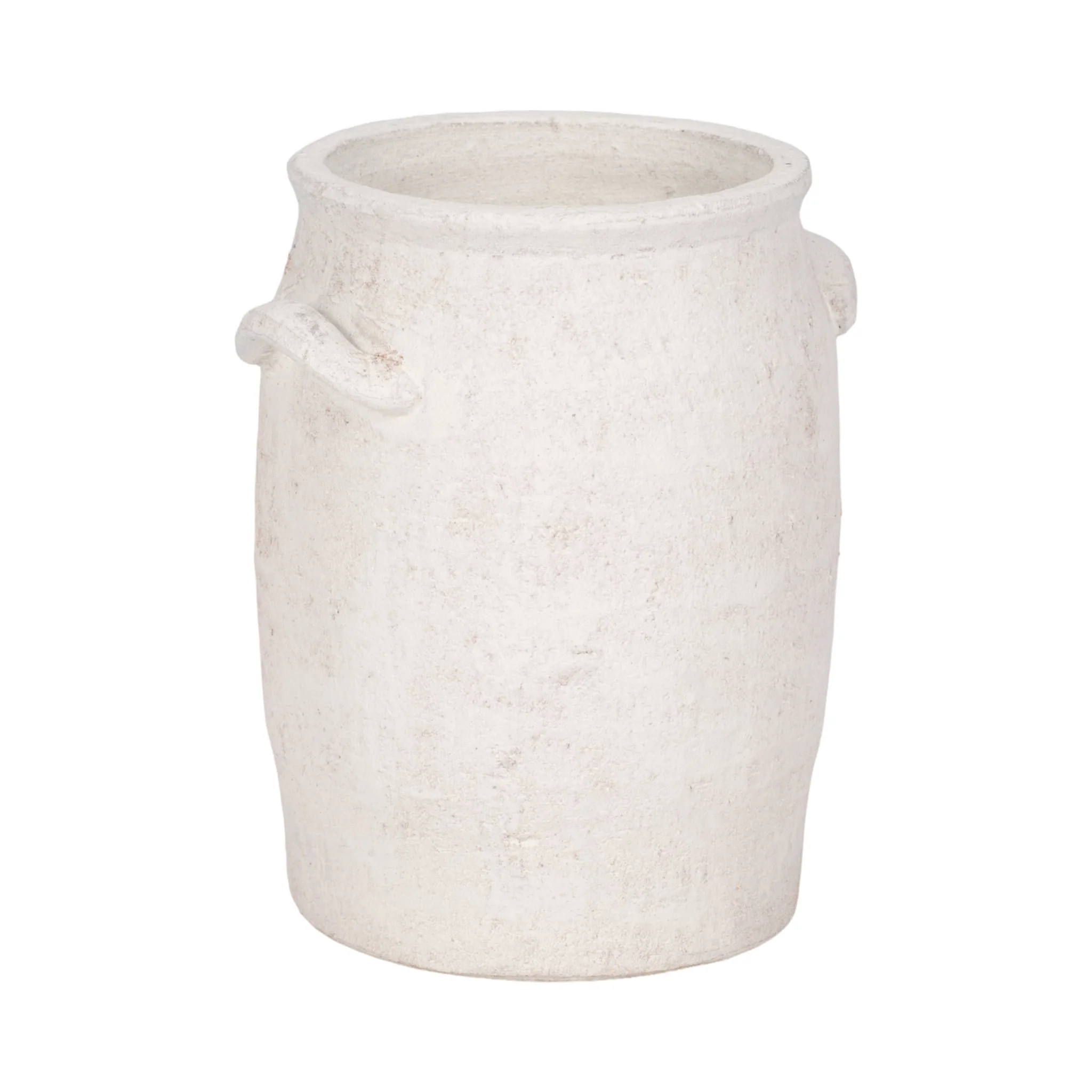 8" Traditional Handle Vase Rough Finish, White - Image 3