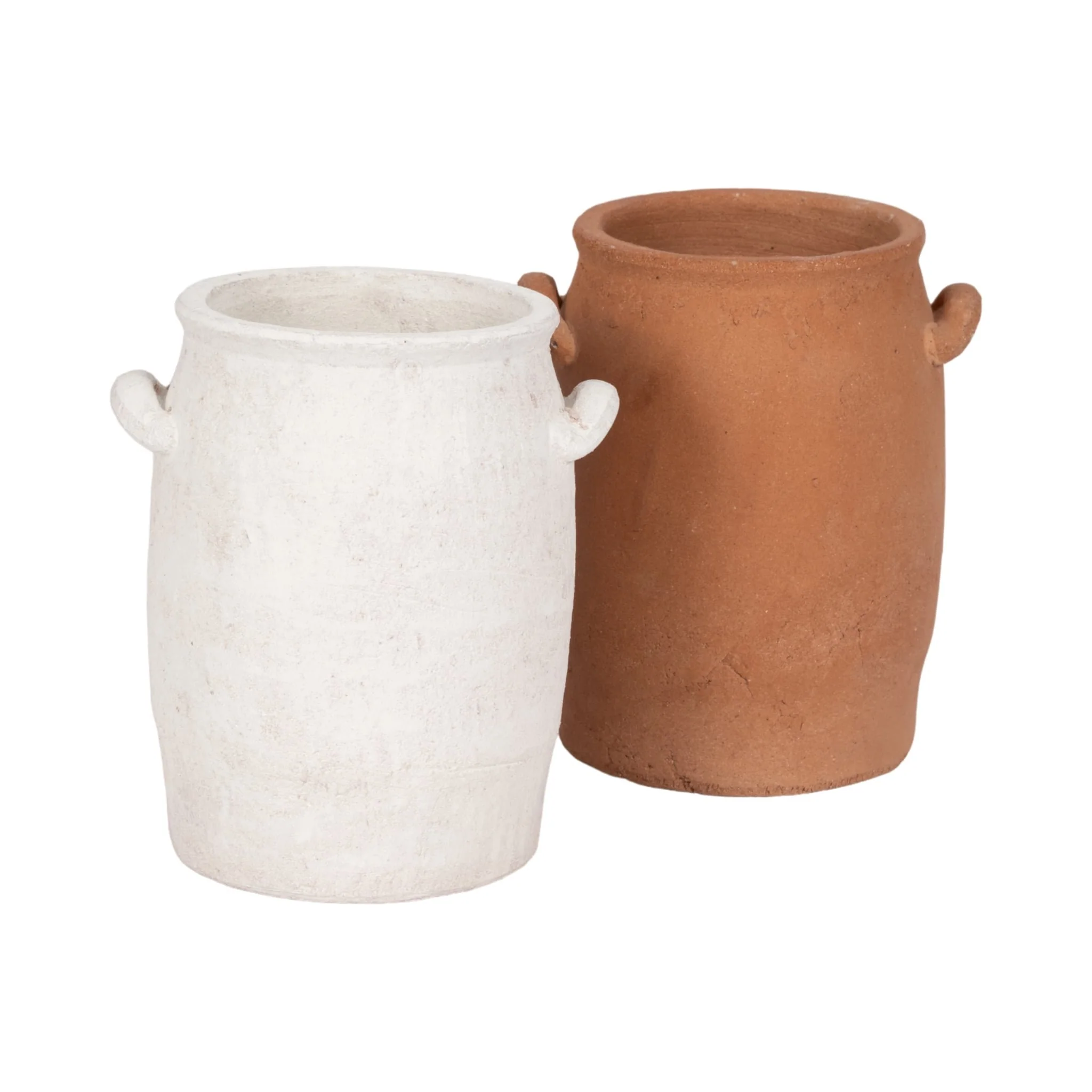 8" Traditional Handle Vase Rough Finish, White - Image 8