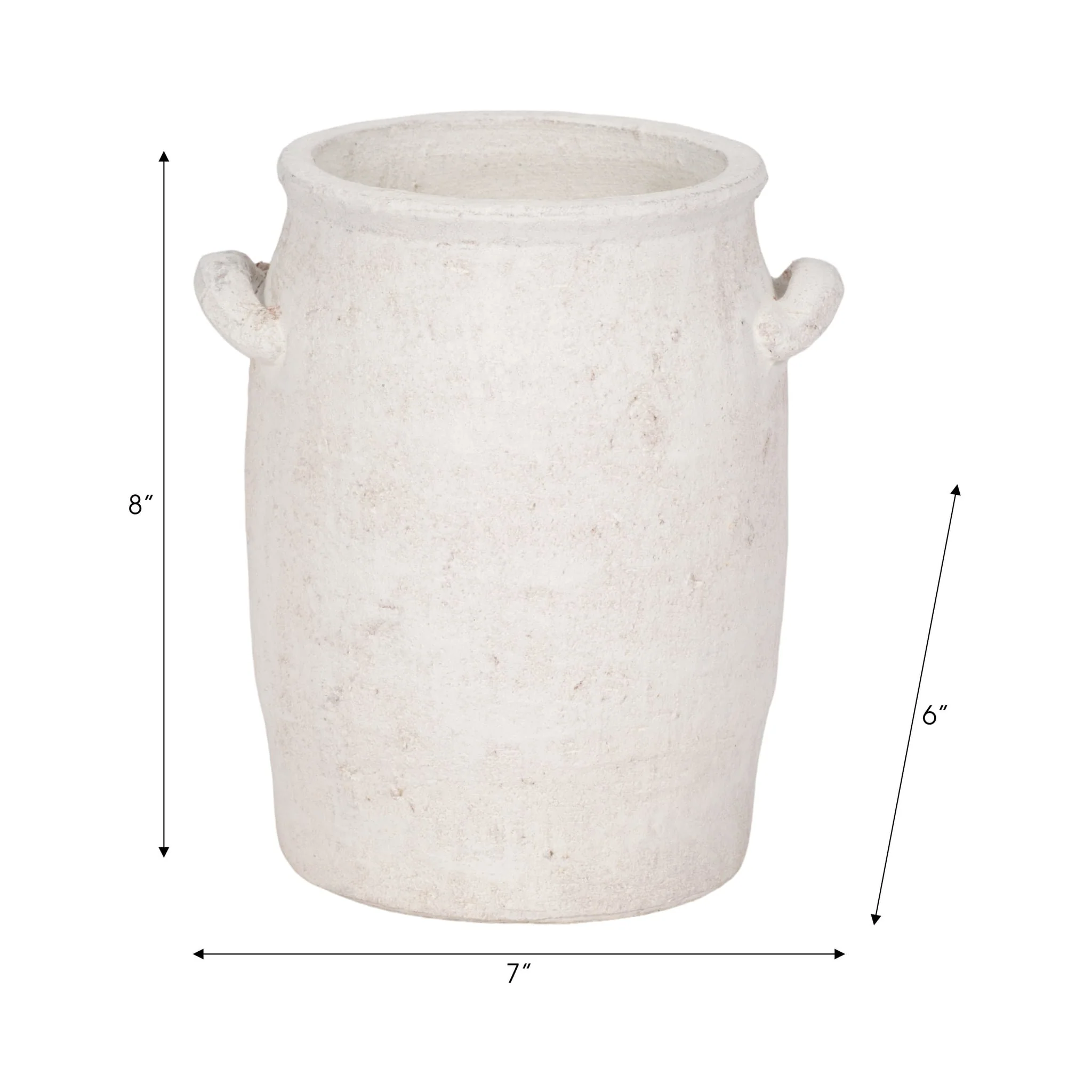 8" Traditional Handle Vase Rough Finish, White - Image 9