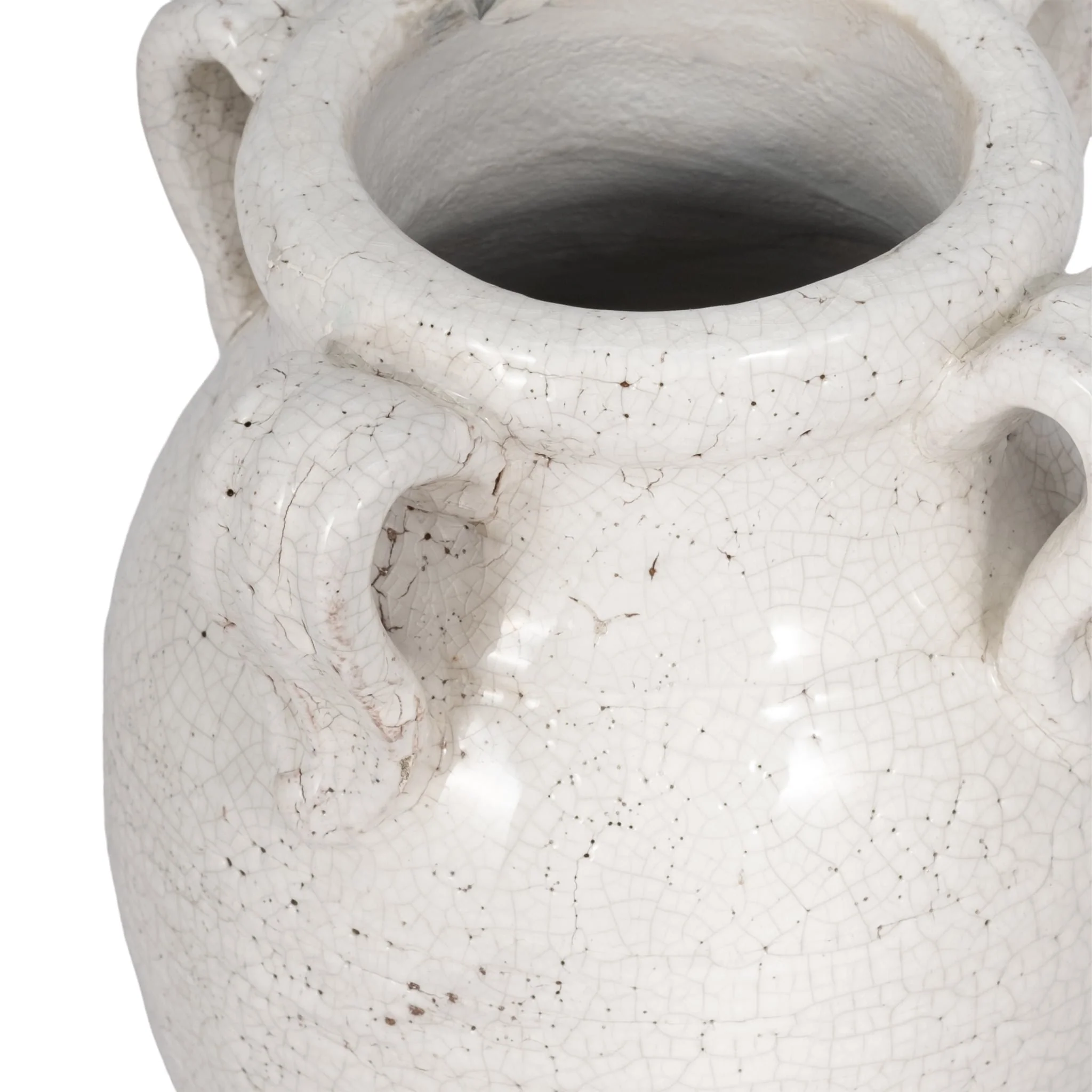 8" Vase With Handles, White Crackle - Image 4