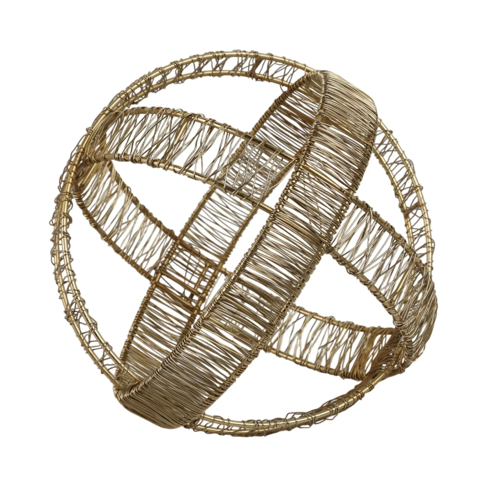 8" Woven Metal Orb, Gold - Image 3