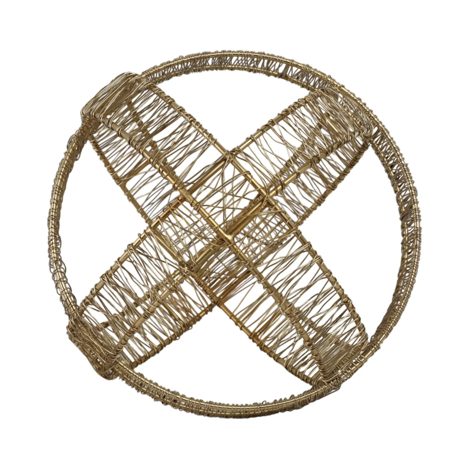 8" Woven Metal Orb, Gold - Image 4