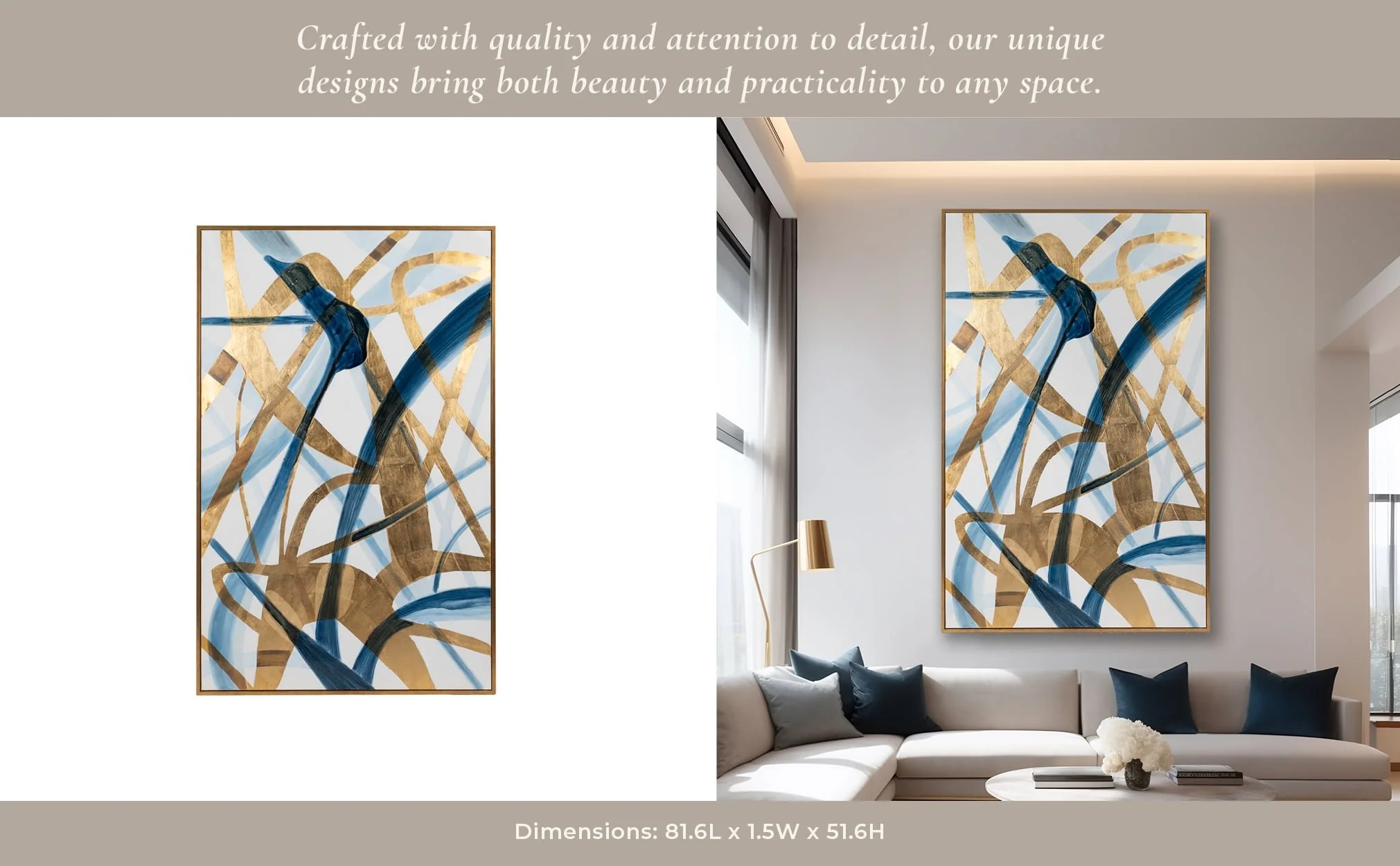 82x52, Abstract Hand Painted Oil Painting, Blue - Image 10