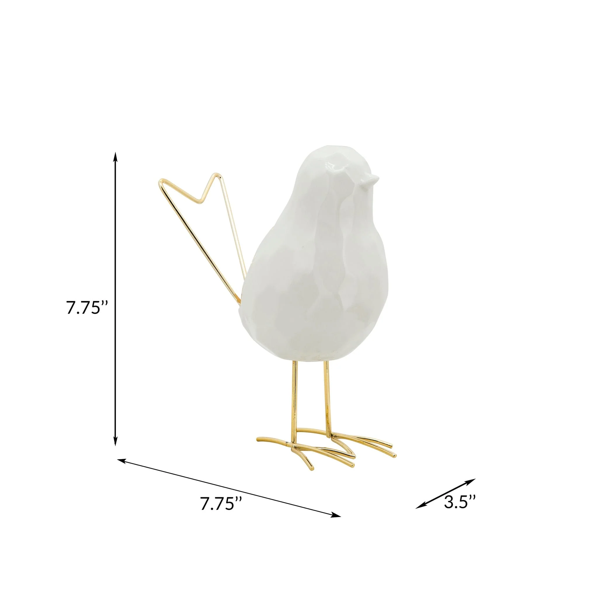 8"h Bird Statuette, White - Image 5