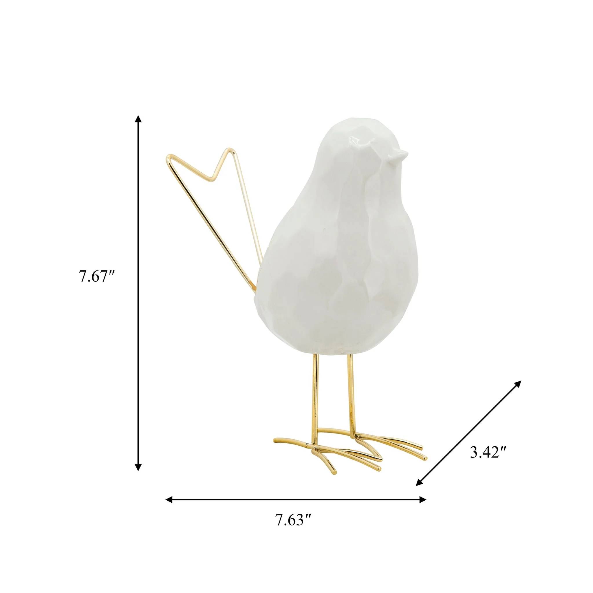 8"h Bird Statuette, White - Image 6