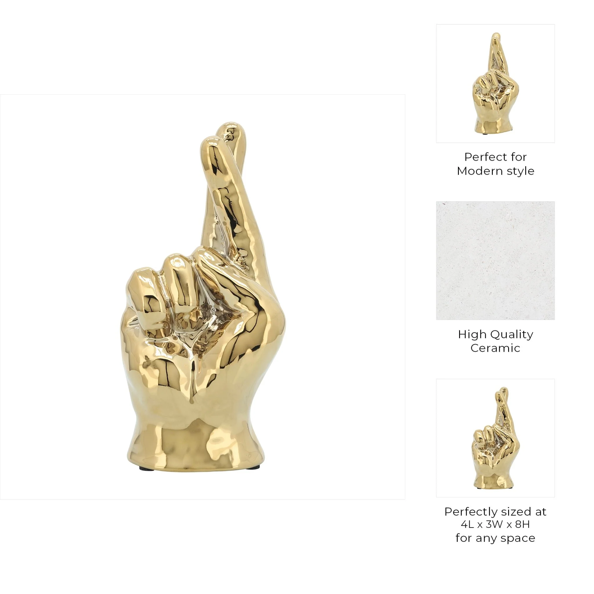 8"h, Crossing Fingers, Gold - Image 3