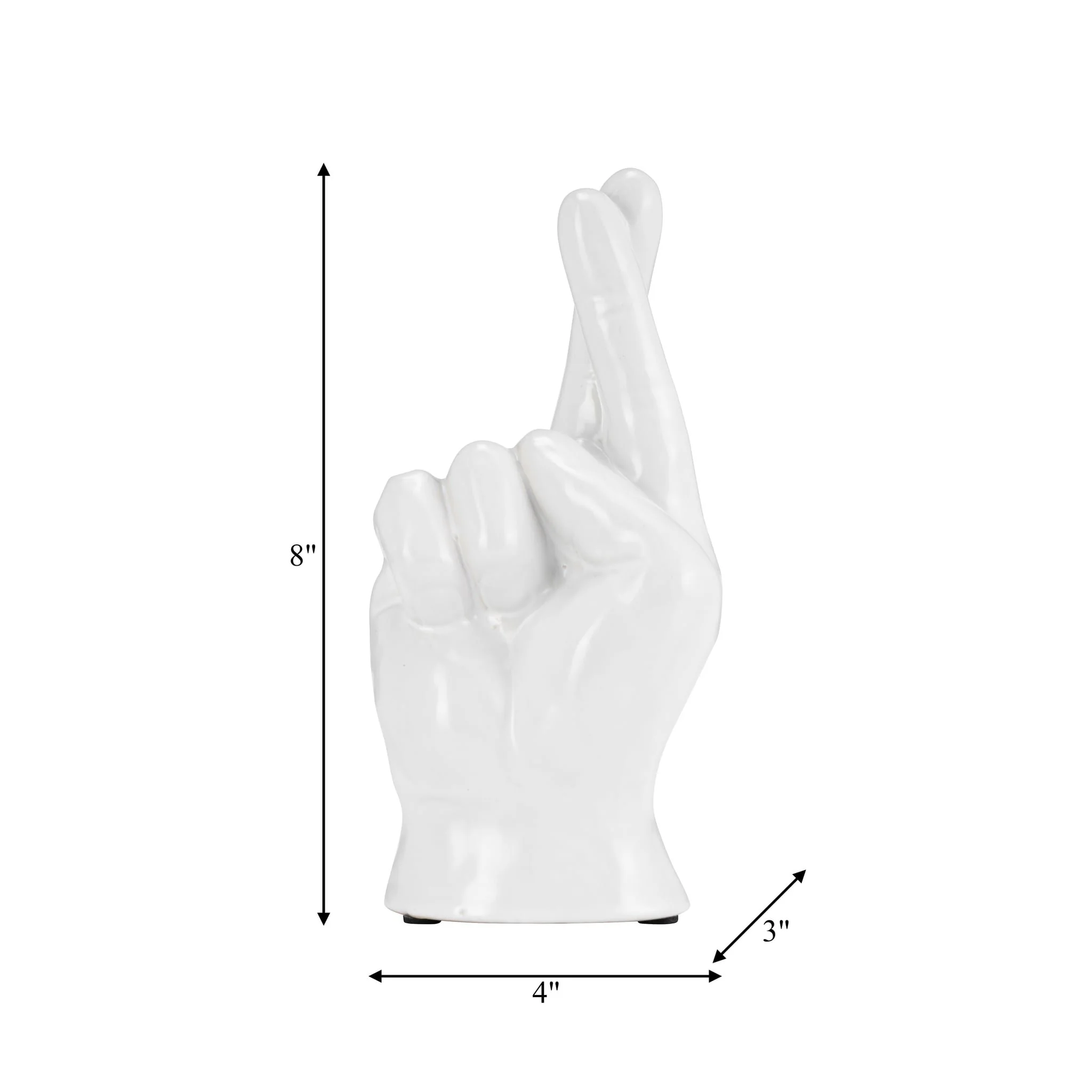 8"h, Crossing Fingers, White - Image 2