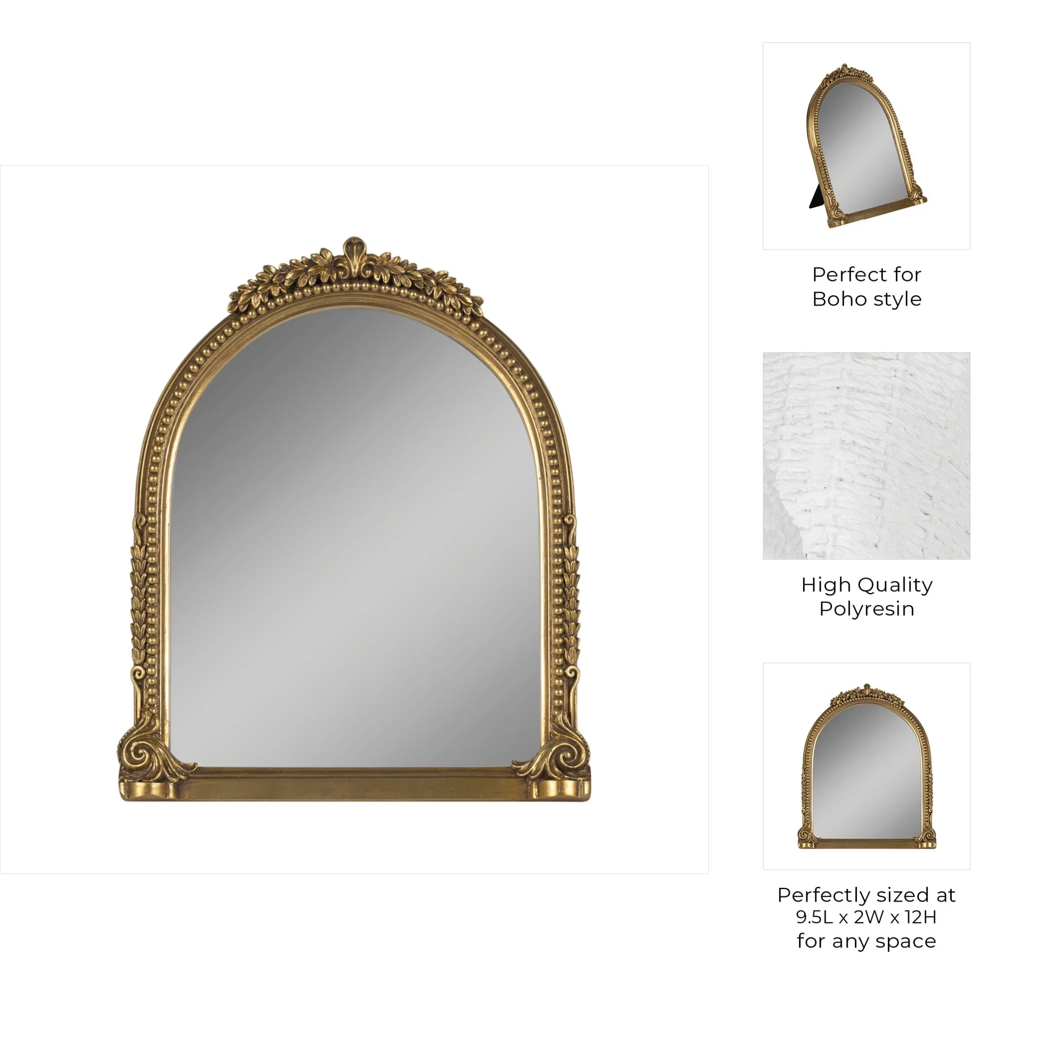 8x10 Ornate Arch Photo Frame, Gold - Image 8