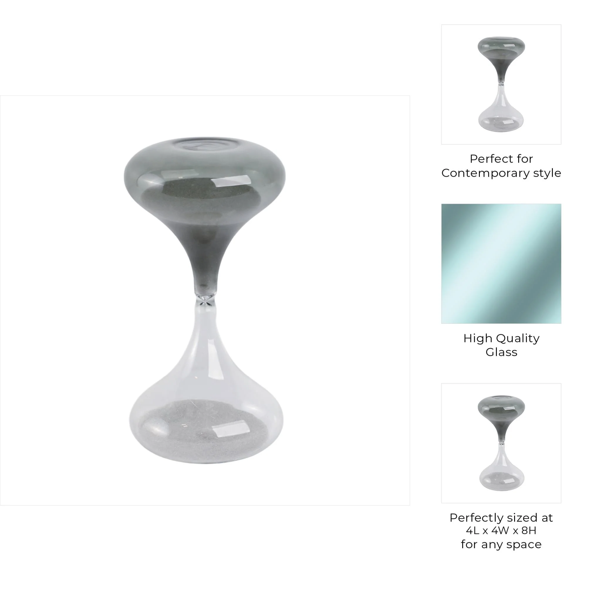 8x4" Glass 30min Modern Sandtimer, Smoke - Image 10