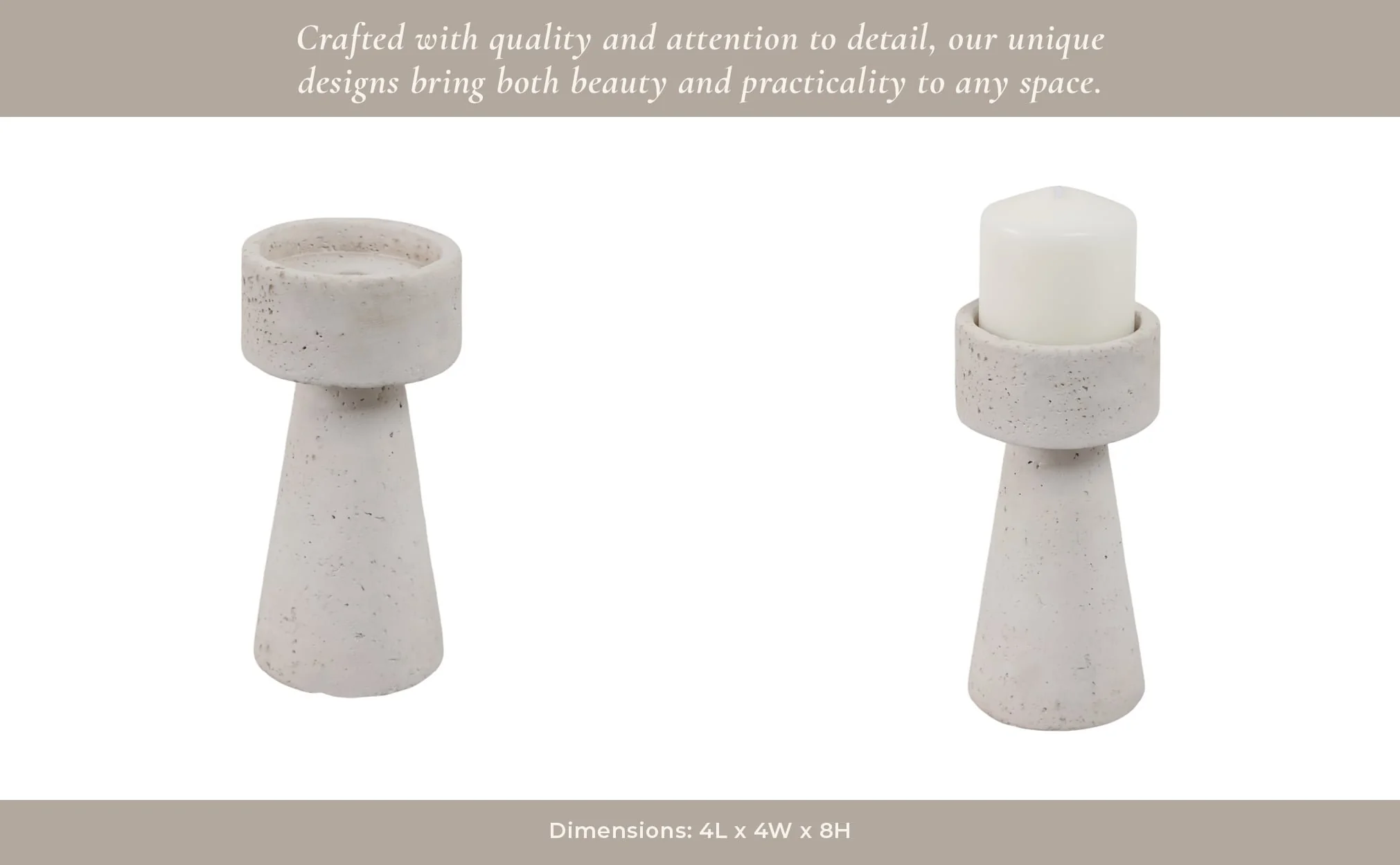 8x4" Taper & Pillar Holder, White - Image 13