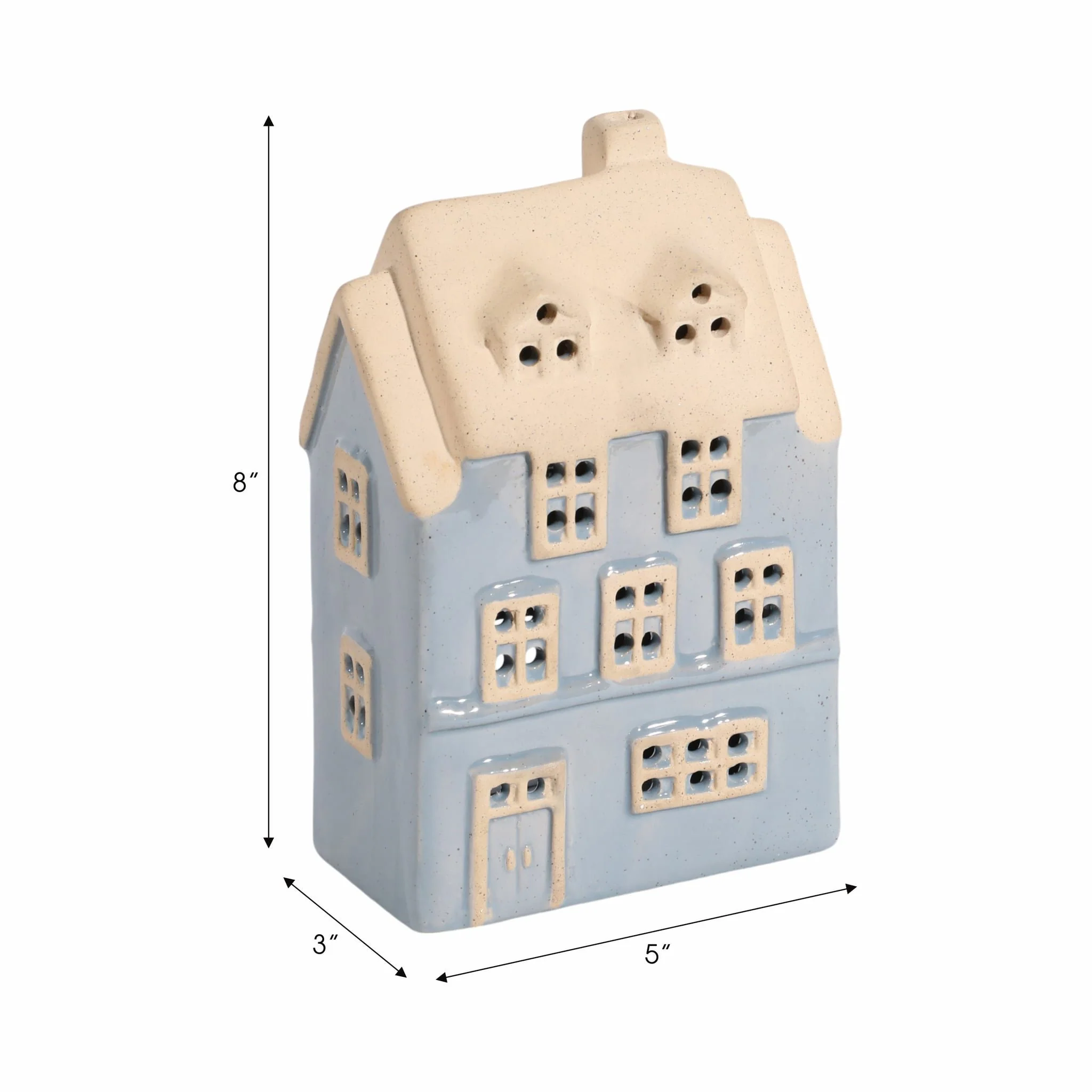 8x5" Homestead House Tealight Holder, Blue - Image 8