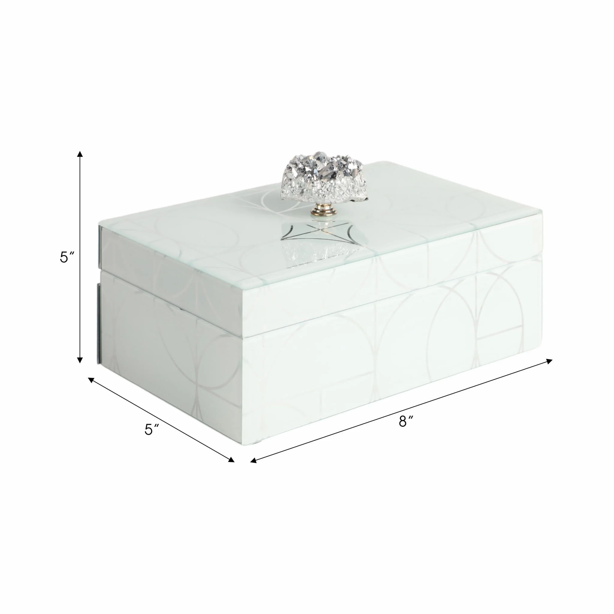 8x5" Sparkly Geo Glass Box Stone Top, Silver - Image 2