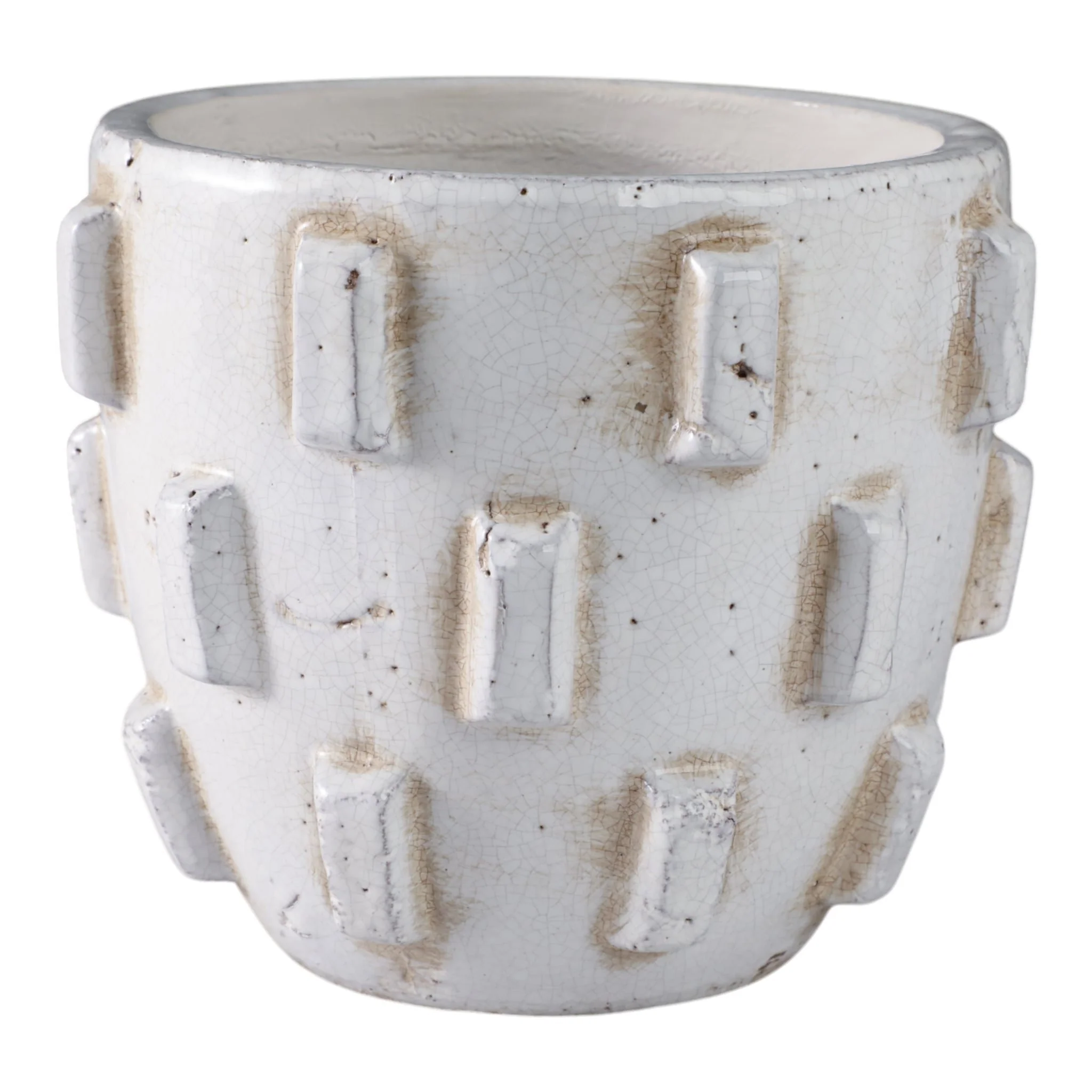 8x7" Sculptural Hobnail Planter, White - Image 2