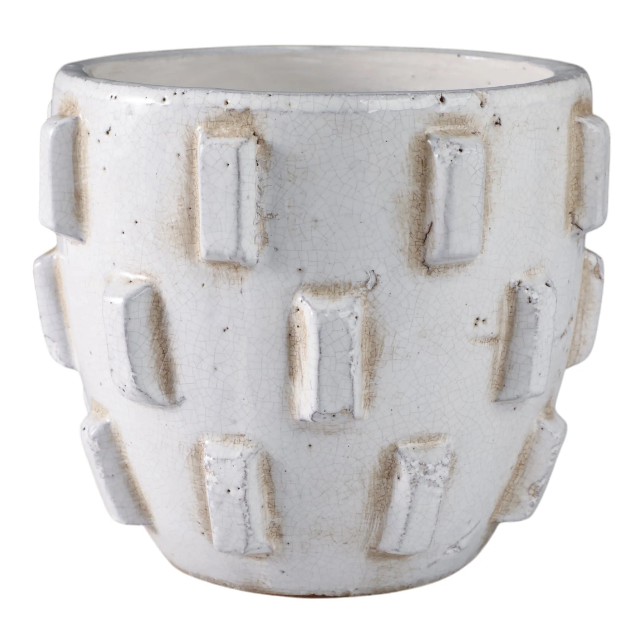 8x7" Sculptural Hobnail Planter, White - Image 3