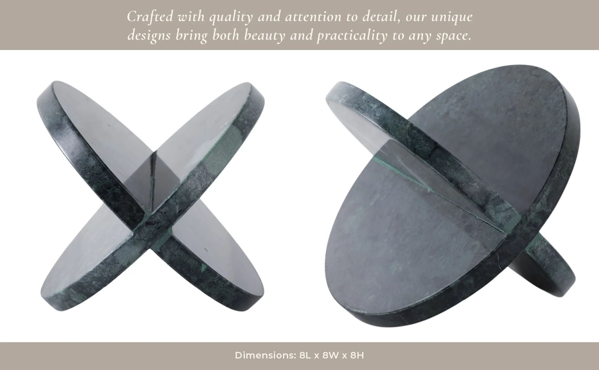 8x8" Marble Geo Object, Green - Image 12