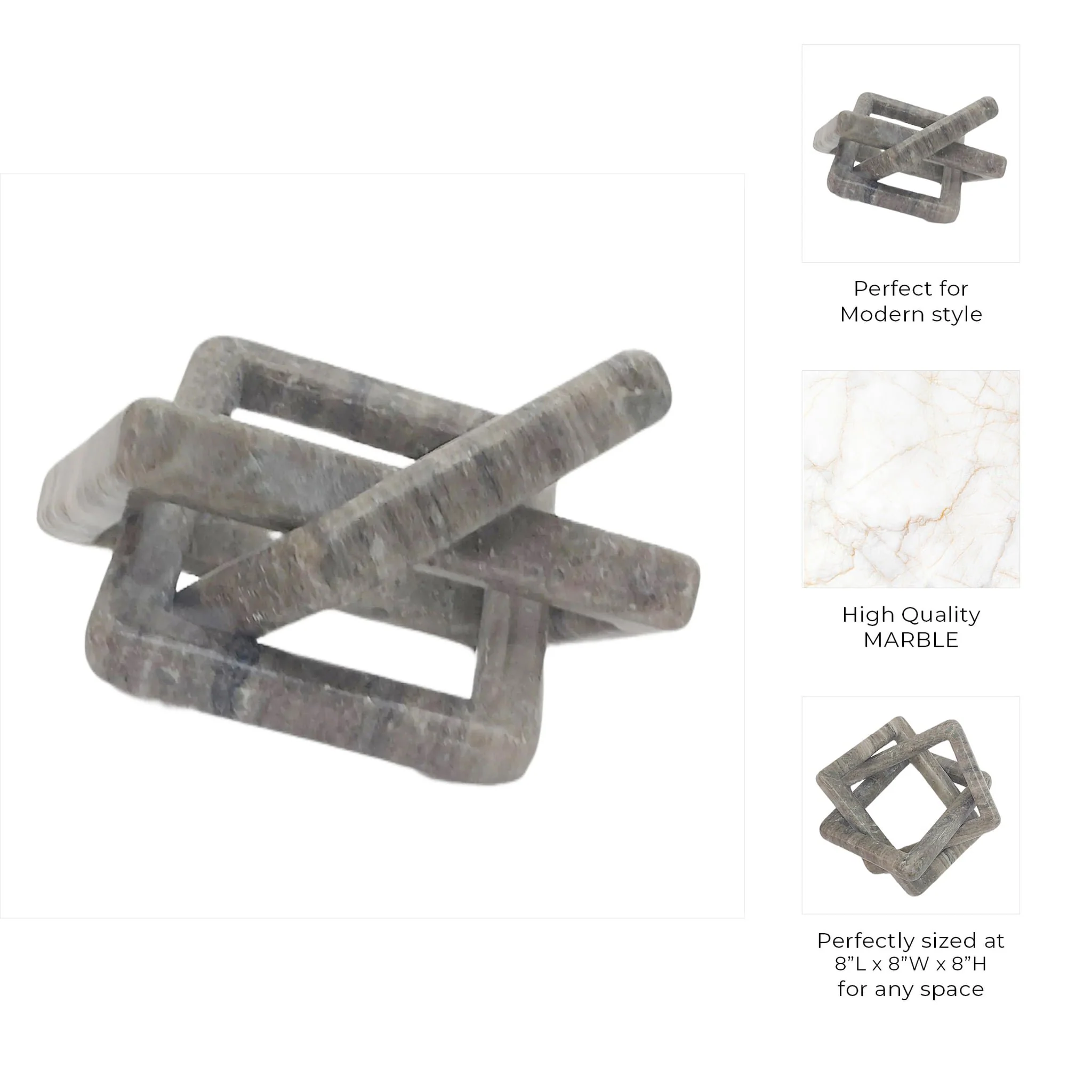 8x8" Morchana Marble Geo Knot, Beige - Image 10