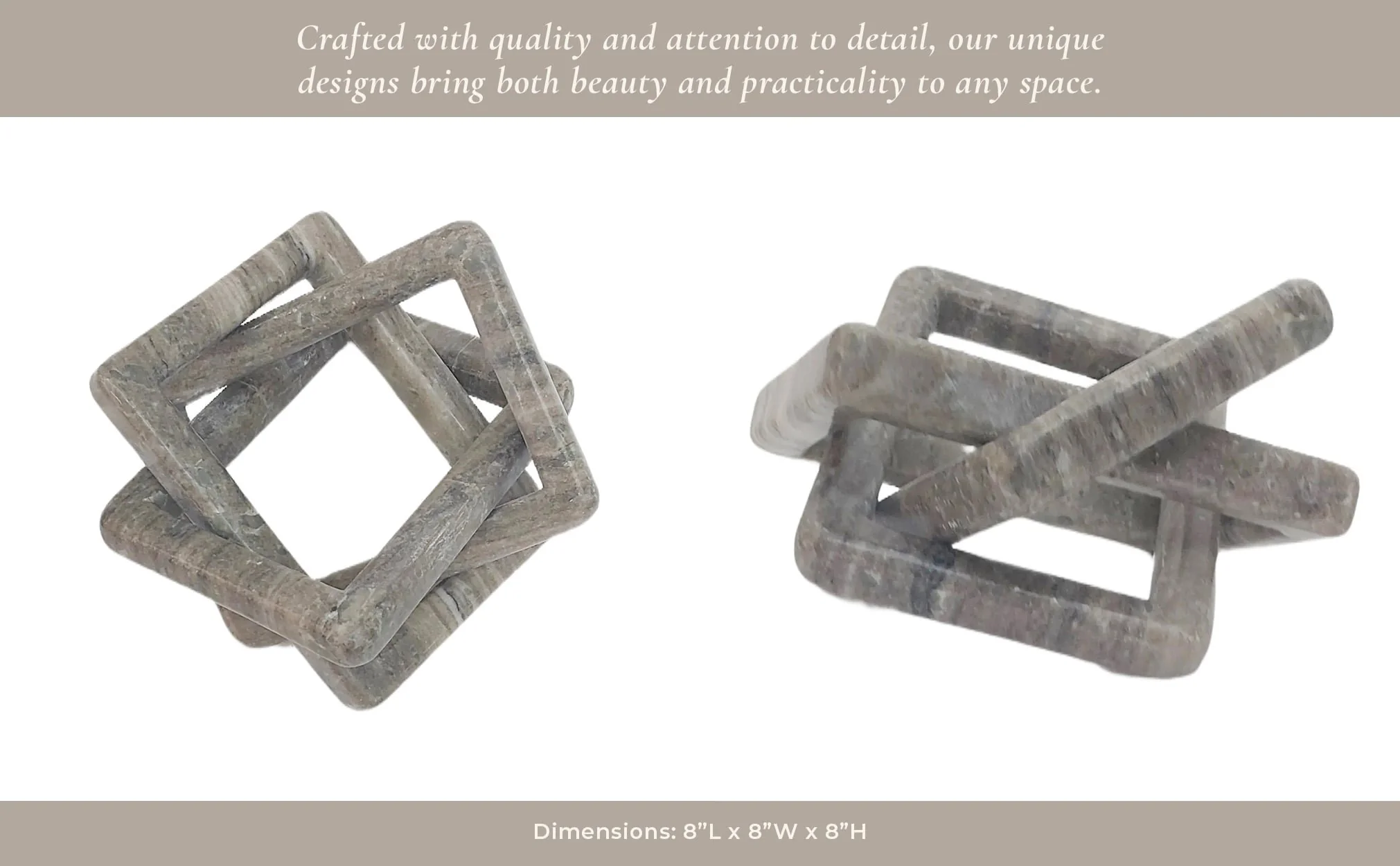 8x8" Morchana Marble Geo Knot, Beige - Image 11