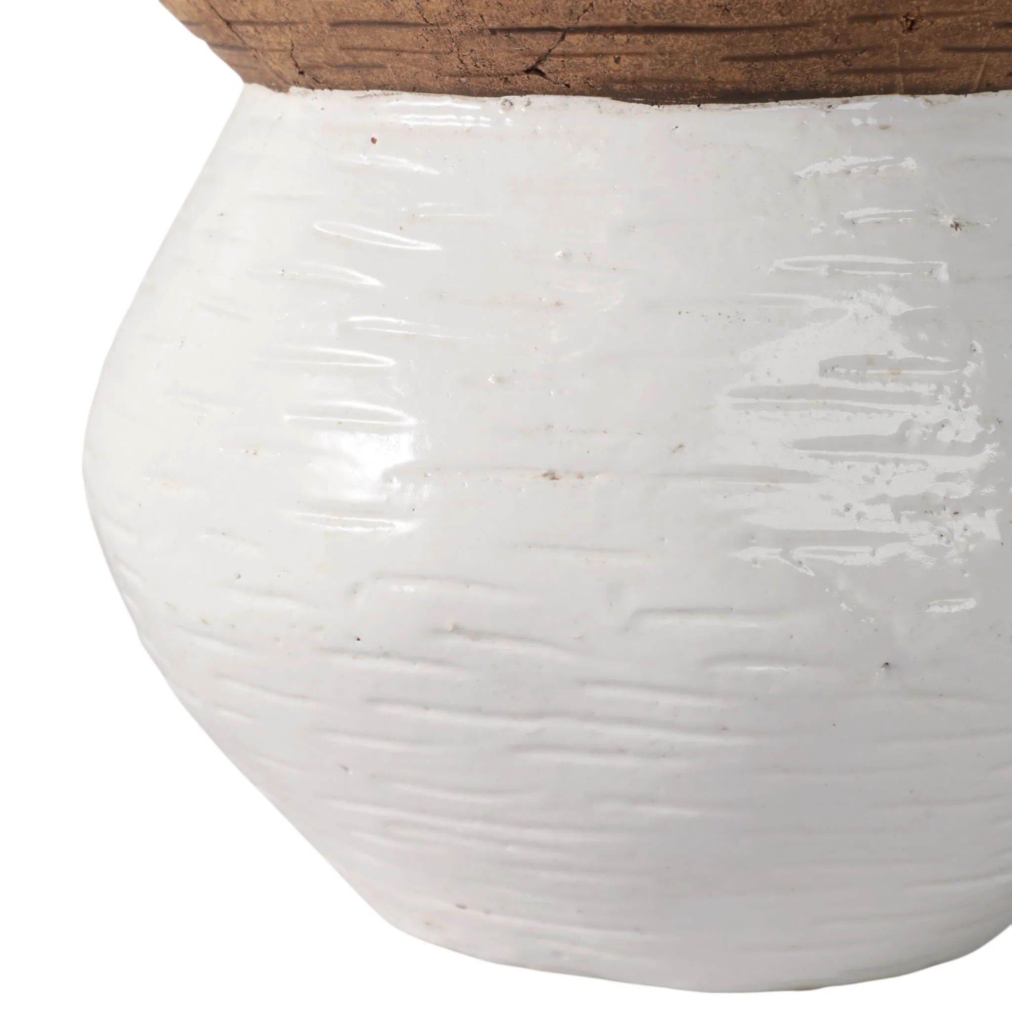 8x8" Tapered Urn Planter, White/tan - Image 4