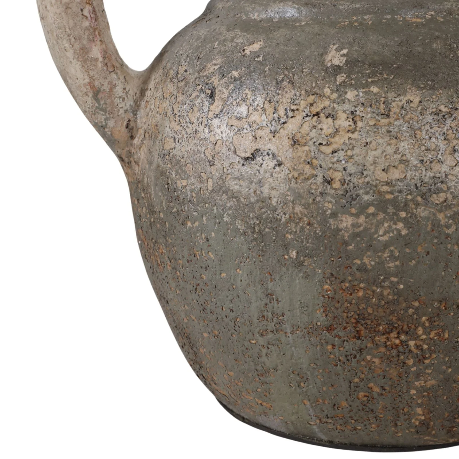 8x8" Terracotta Jug With Handle, Ivory/green - Image 5