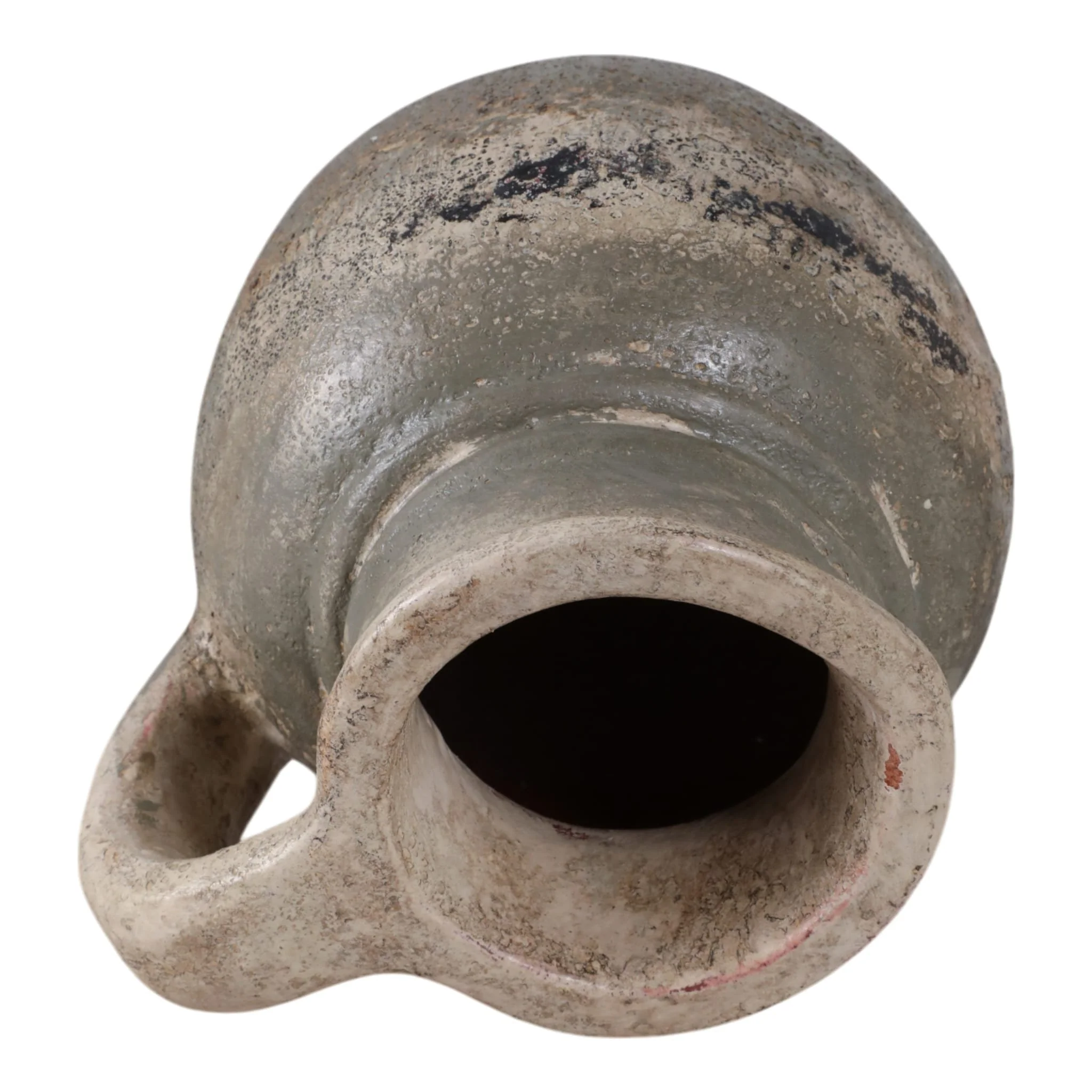 8x8" Terracotta Jug With Handle, Ivory/green - Image 6