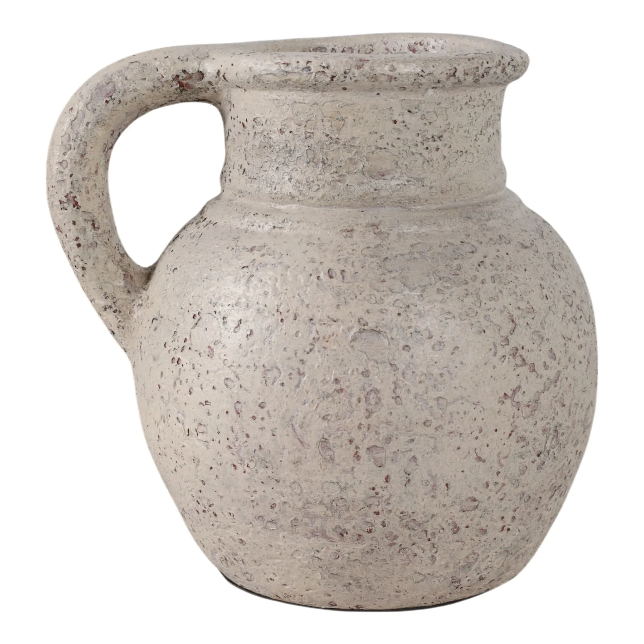 8x8" Terracotta Jug With Handle, White - Image 4