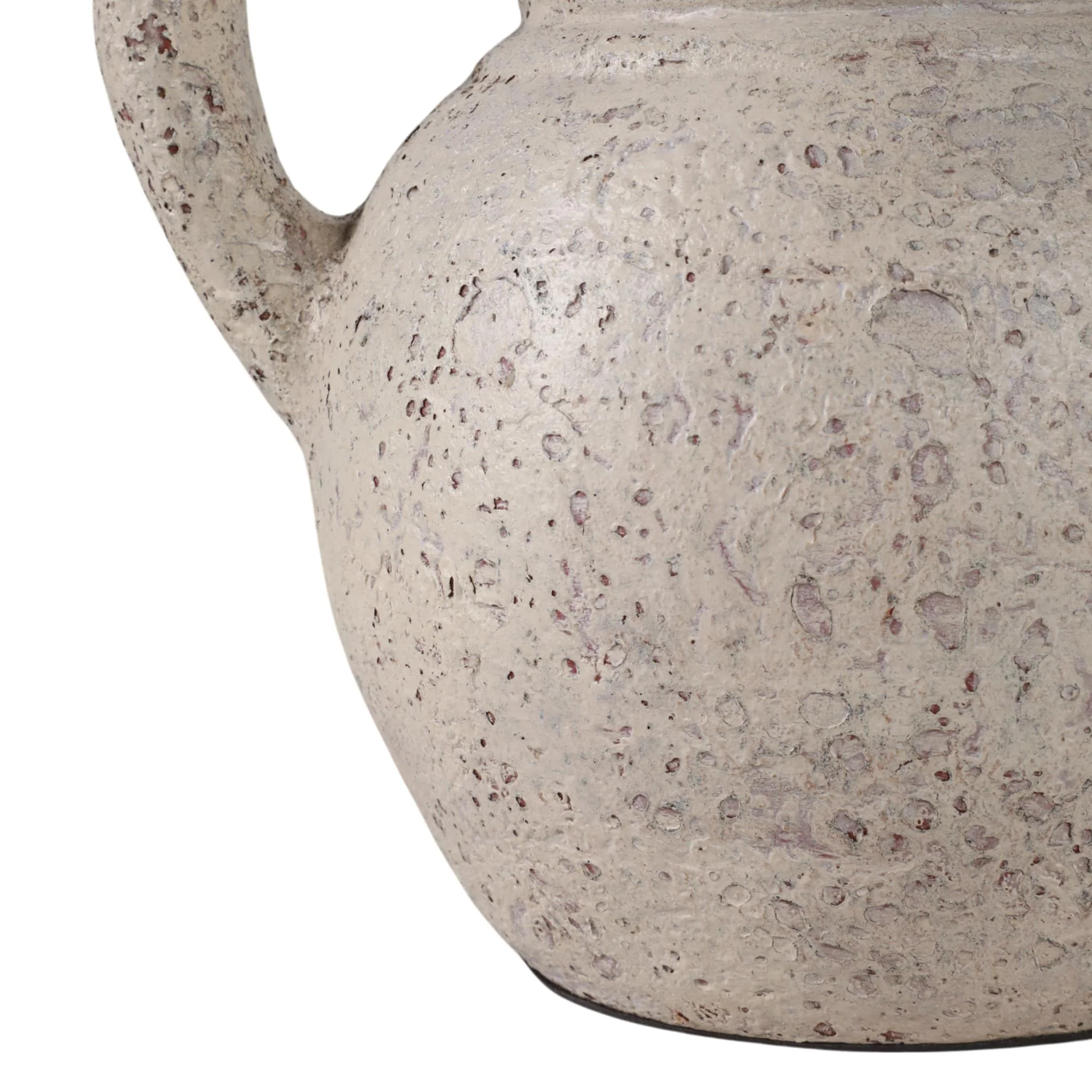 8x8" Terracotta Jug With Handle, White - Image 5