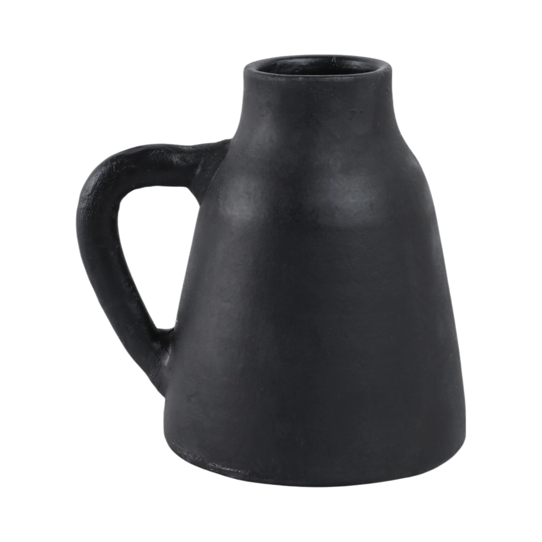 8x8" Terracotta Vase With Handle, Black - Image 4