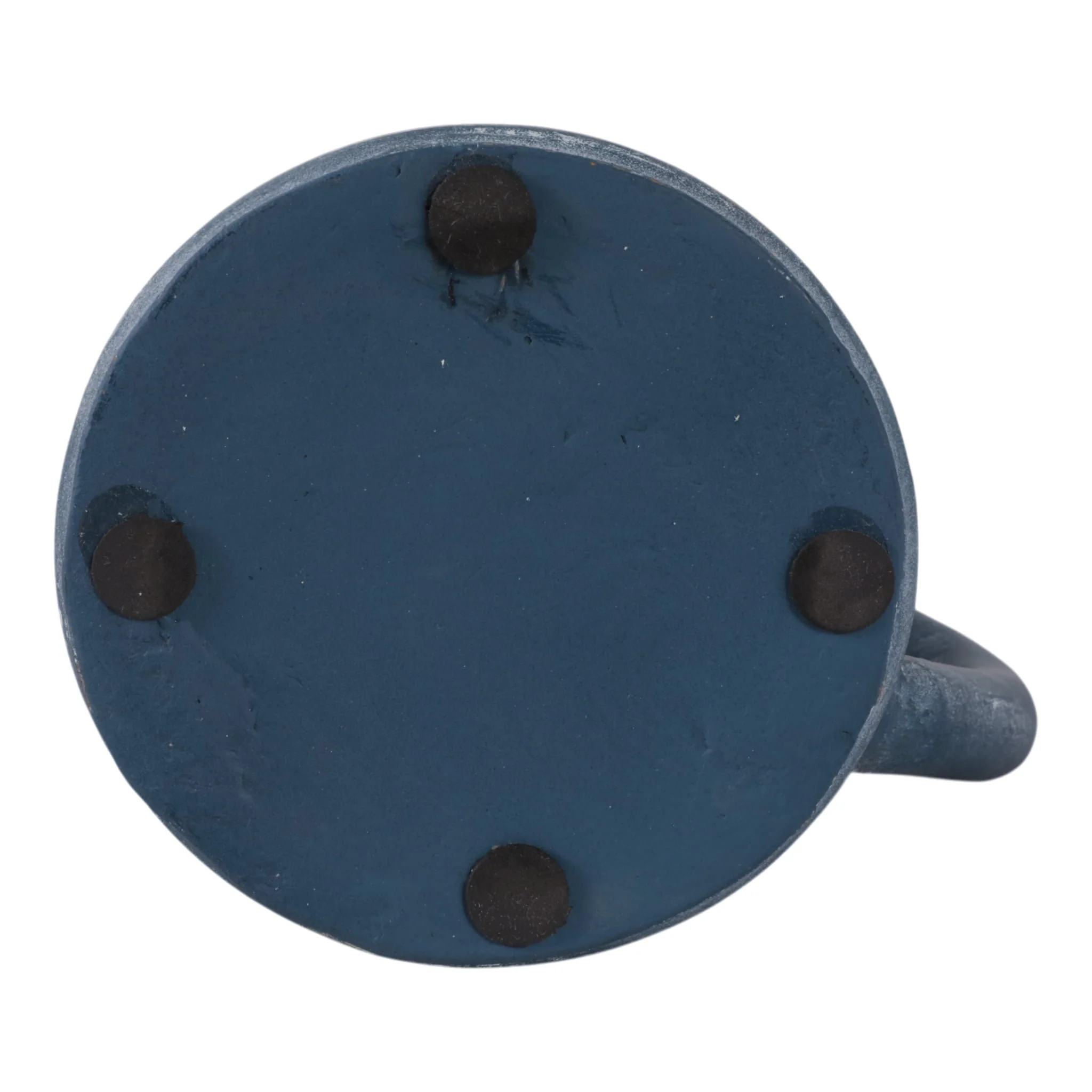 8x8" Terracotta Vase With Handle, Blue - Image 6
