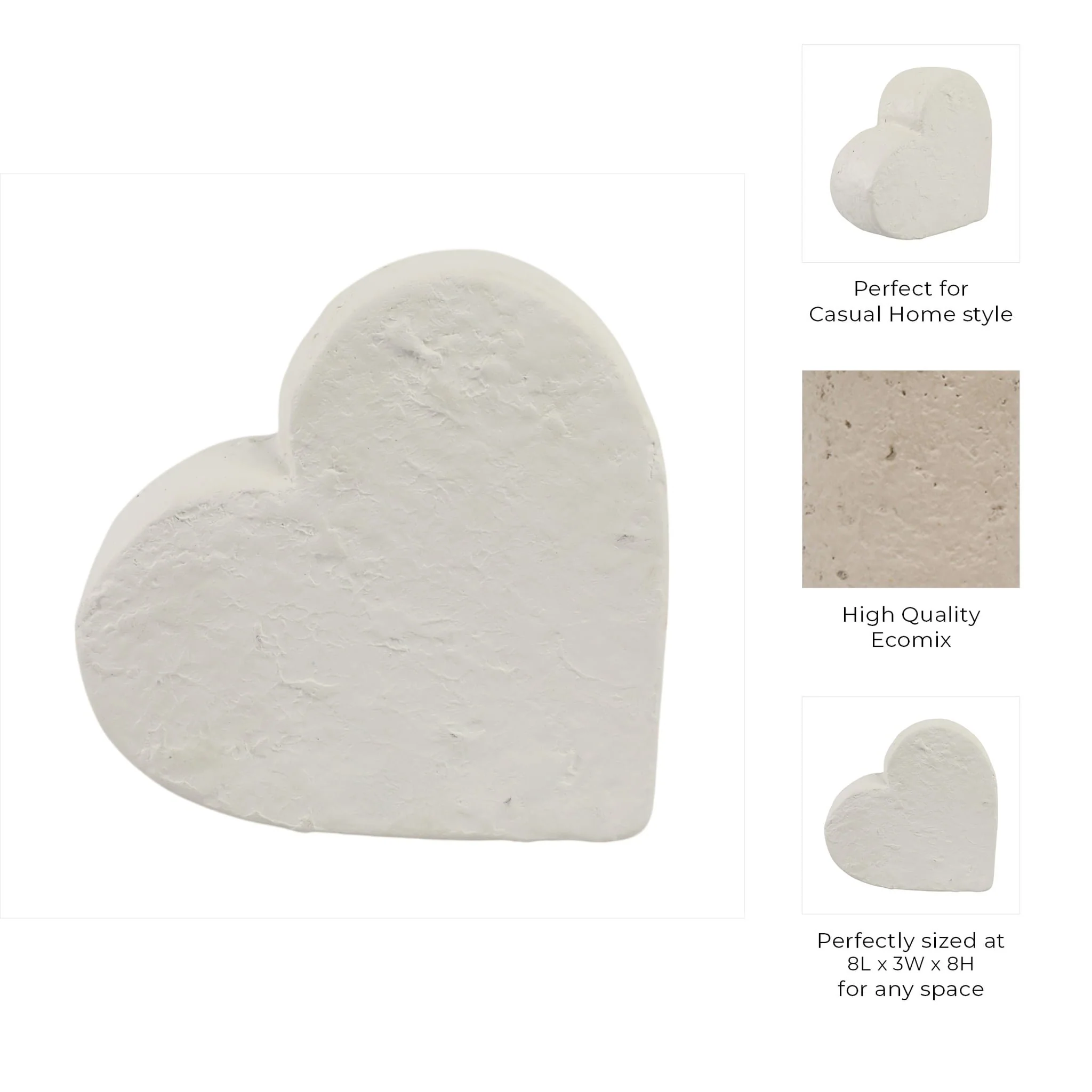 8x8" Textured Ecomix Heart, Ivory - Image 9