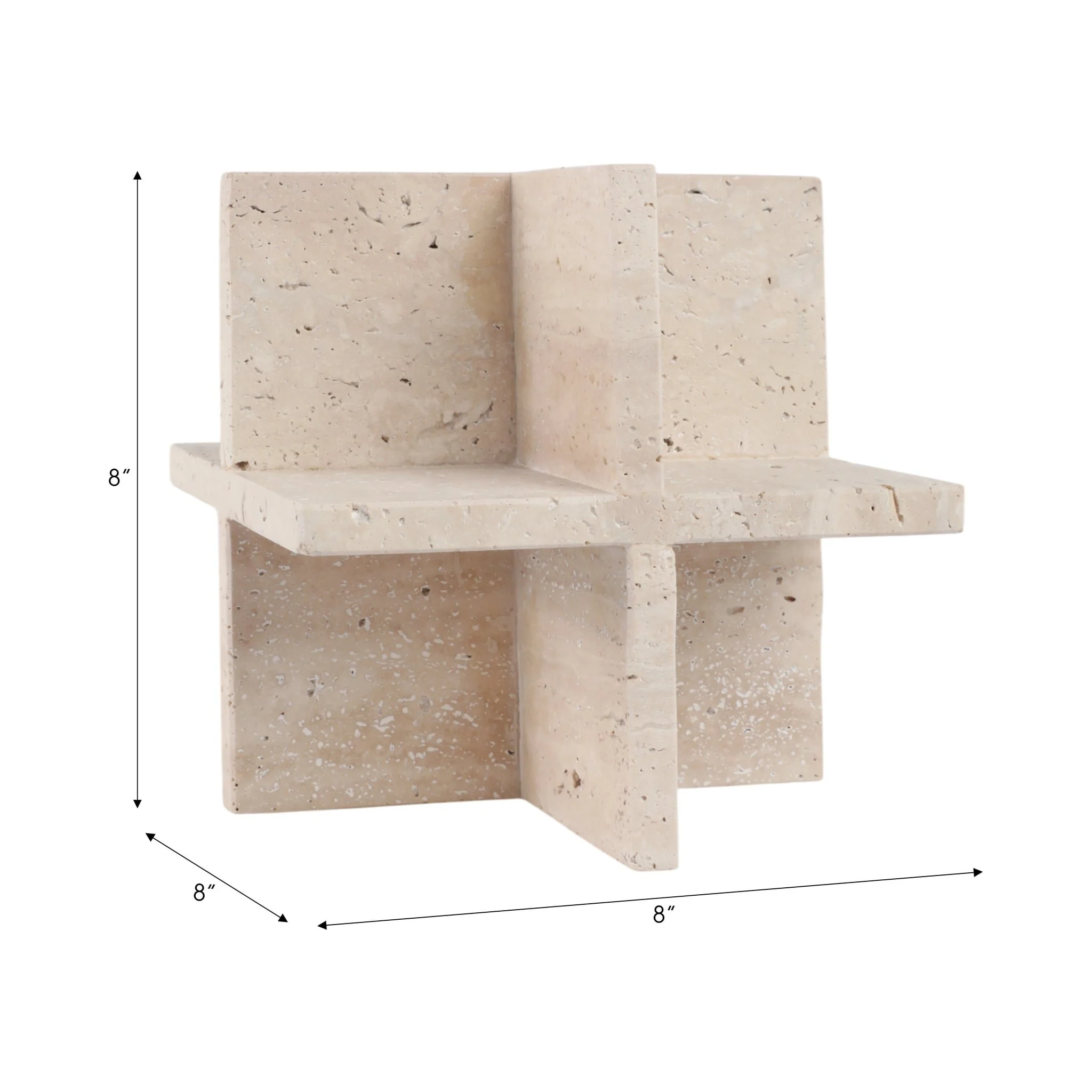 8x8" Travertine Geo Object, Tan - Image 9
