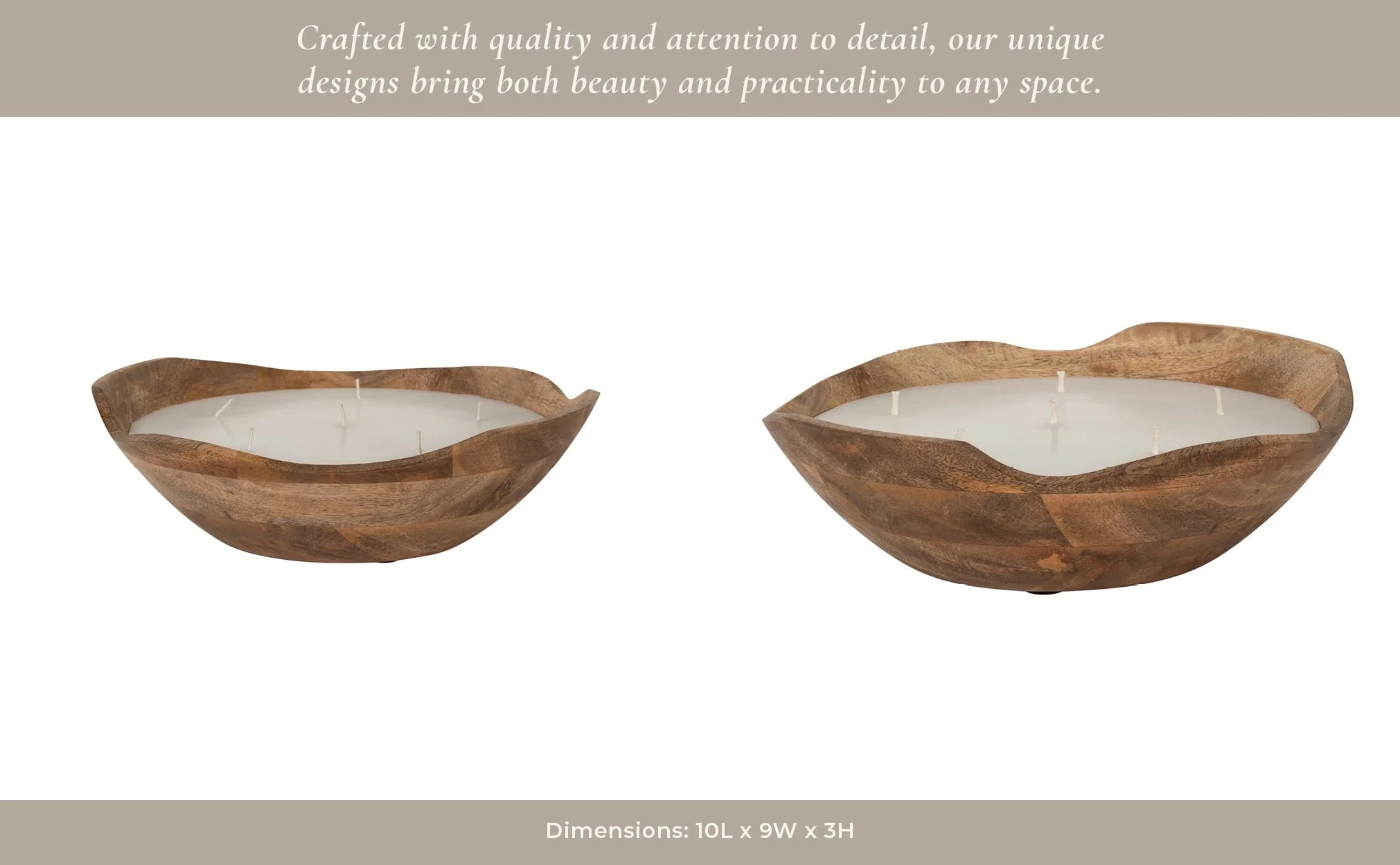 9" 14 Oz Vanilla Curvy Wood Bowl Candle, Natural - Image 14