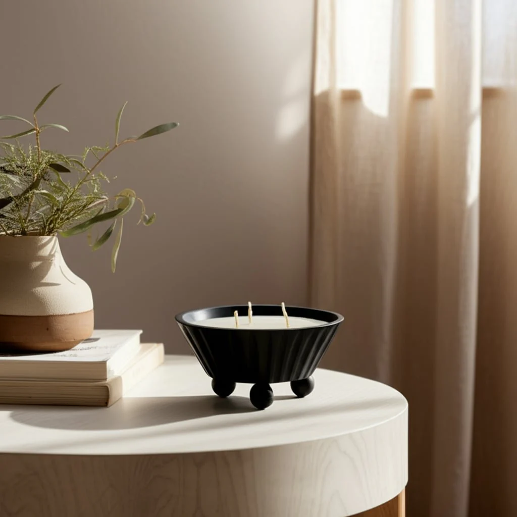 9" 17oz Footed Bowl/scented Wax, Black - Image 11